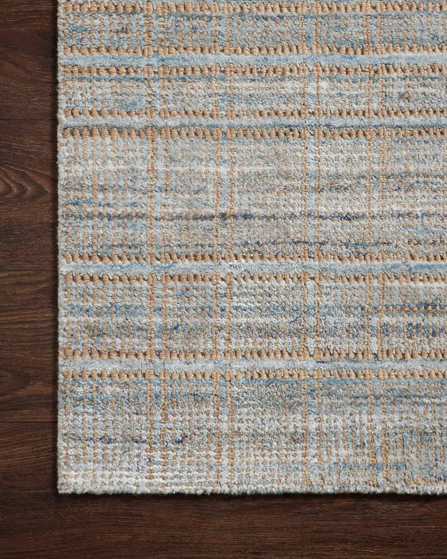 Loloi Jamie Jem-01 Natural/Sky Rug - corner on wood