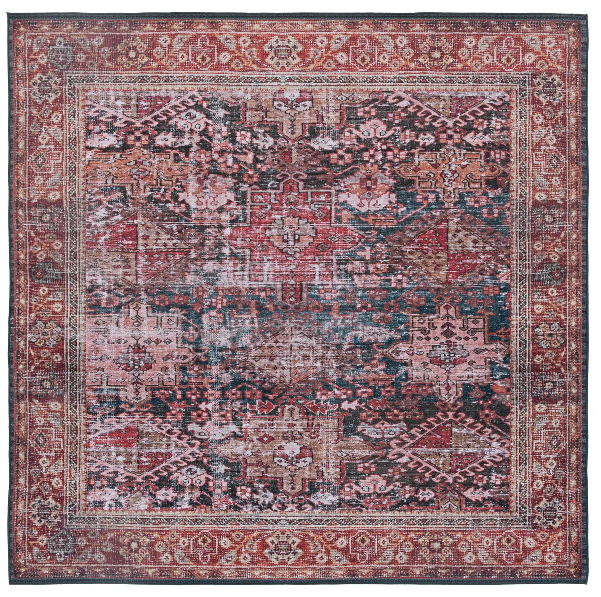 Safavieh Tucson 5'-0" x 5'-0" Rug in Rust / Green