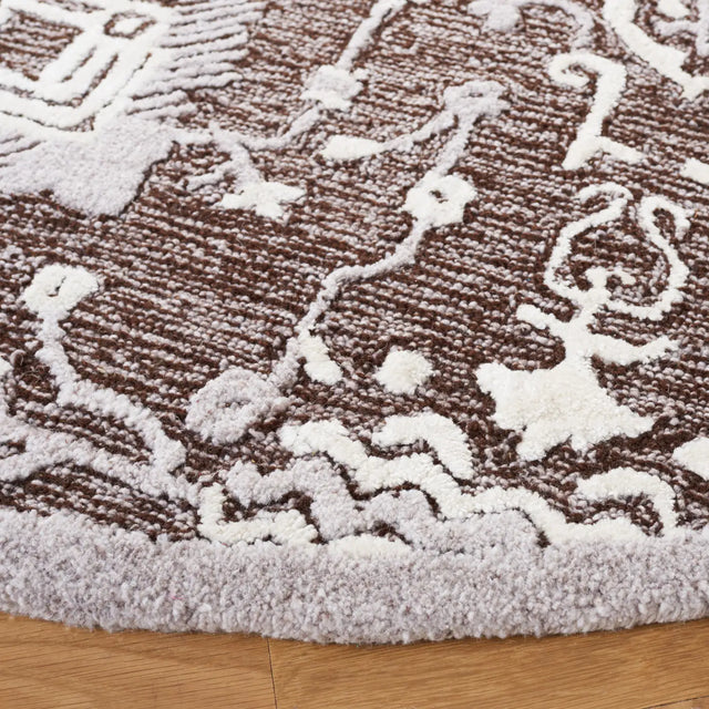 Safavieh Glamour 6'-0" x 6'-0" Rug in Dark Brown / Ivory