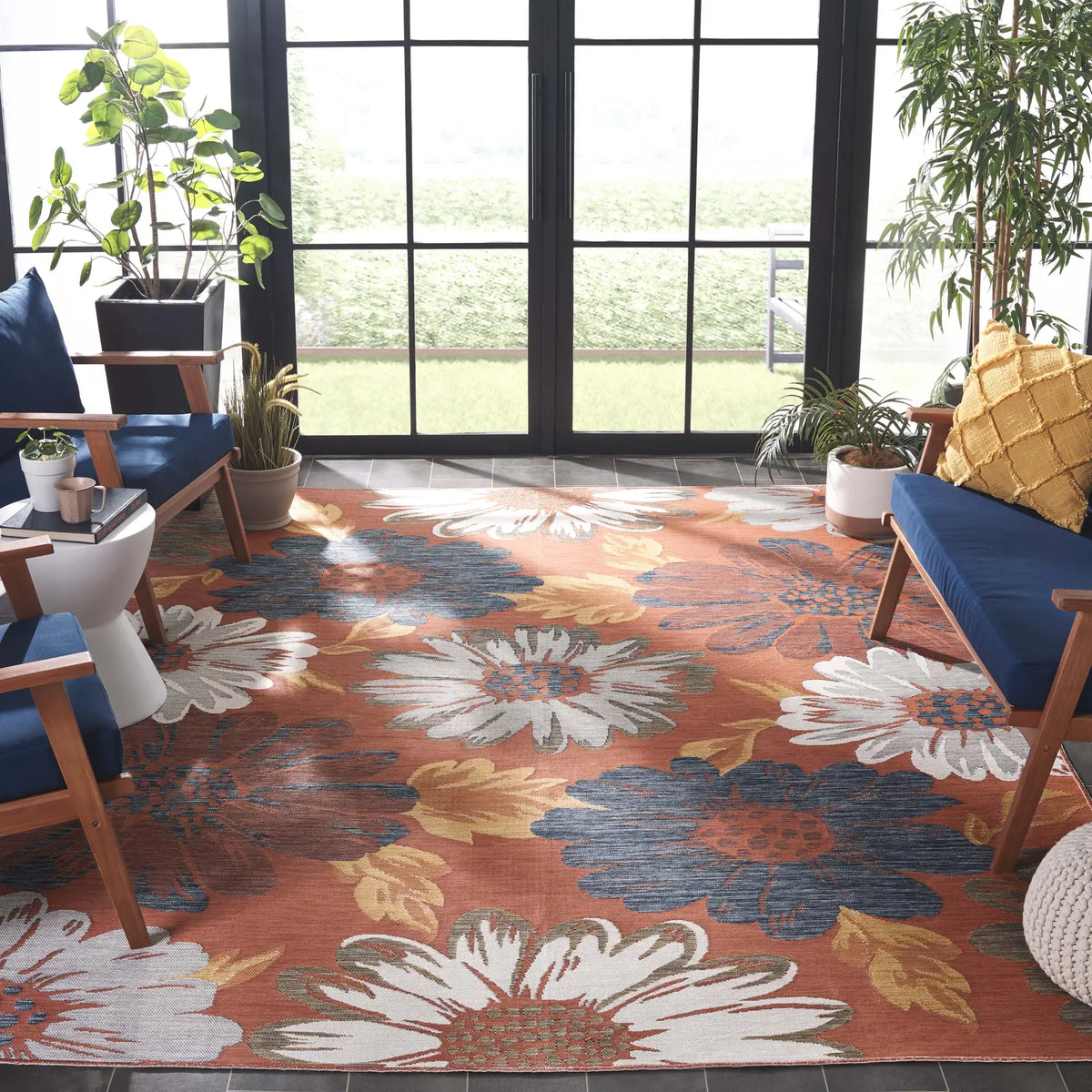 Safavieh Sunrise 8'-0" x 10'-0" Rug in Ivory / Rust Gold