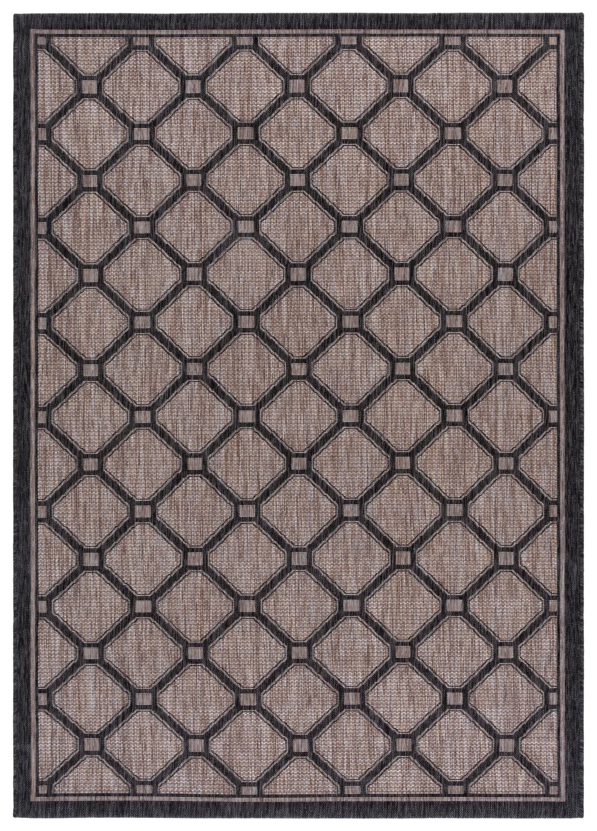 Safavieh Courtyard 4'-0" x 5'-7" Rug in Natural / Black