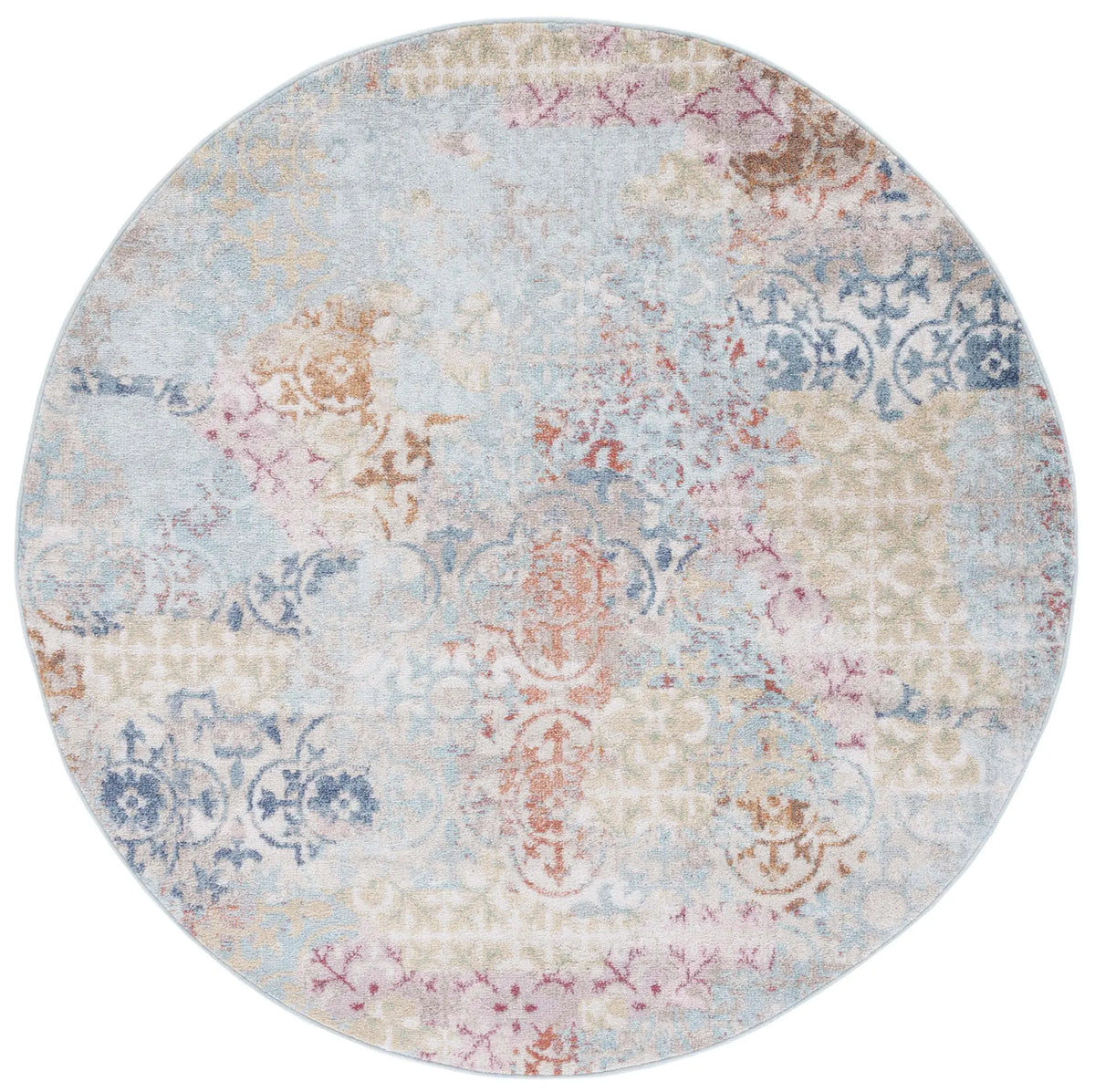 Safavieh Phoenix 500 6'-7" x 6'-7" Rug in Blue / Rust