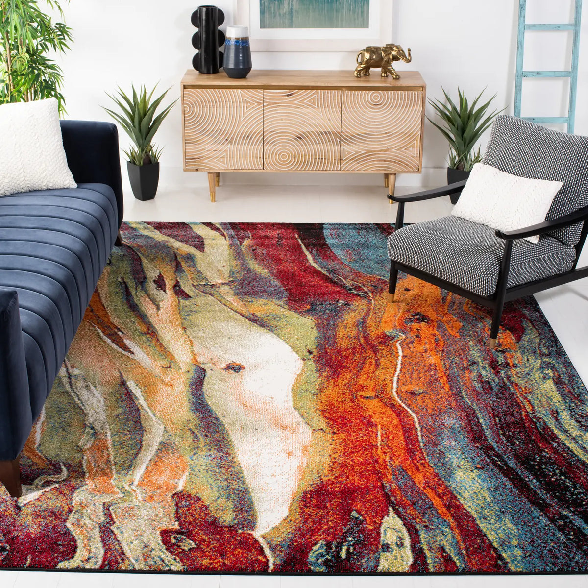 Safavieh Glacier 10'-6" x 14'-0" Rug in Red / Green