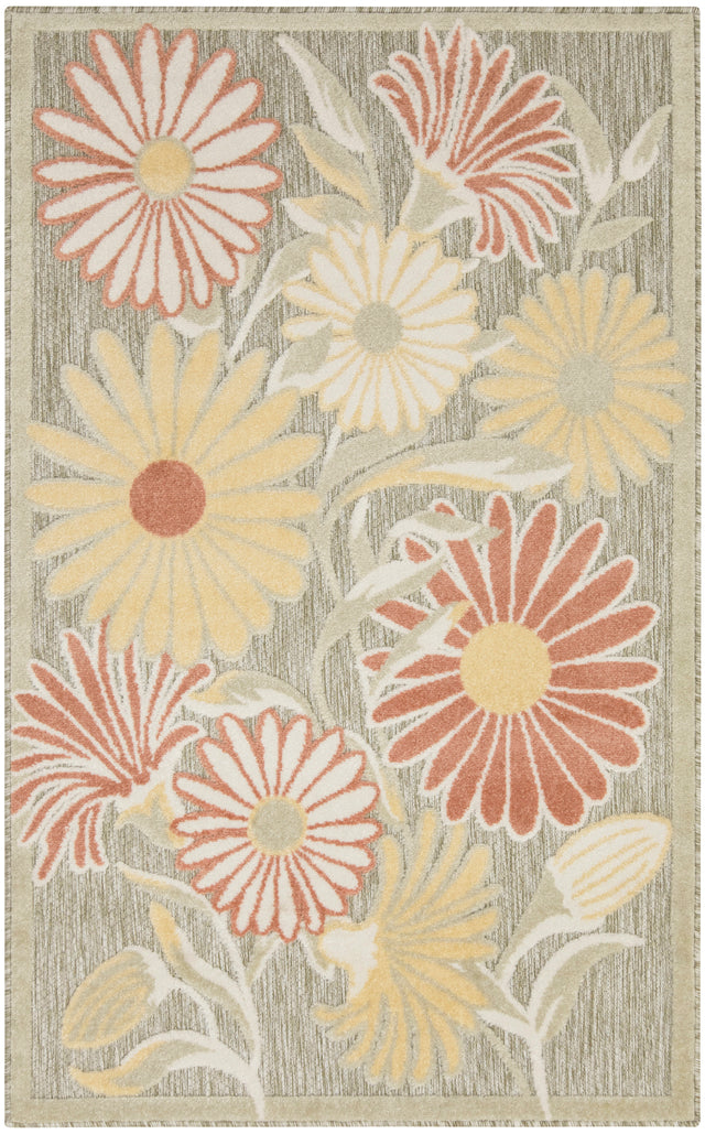 Nourison Aloha ALH33 Machine Made Sage, Rose Rug