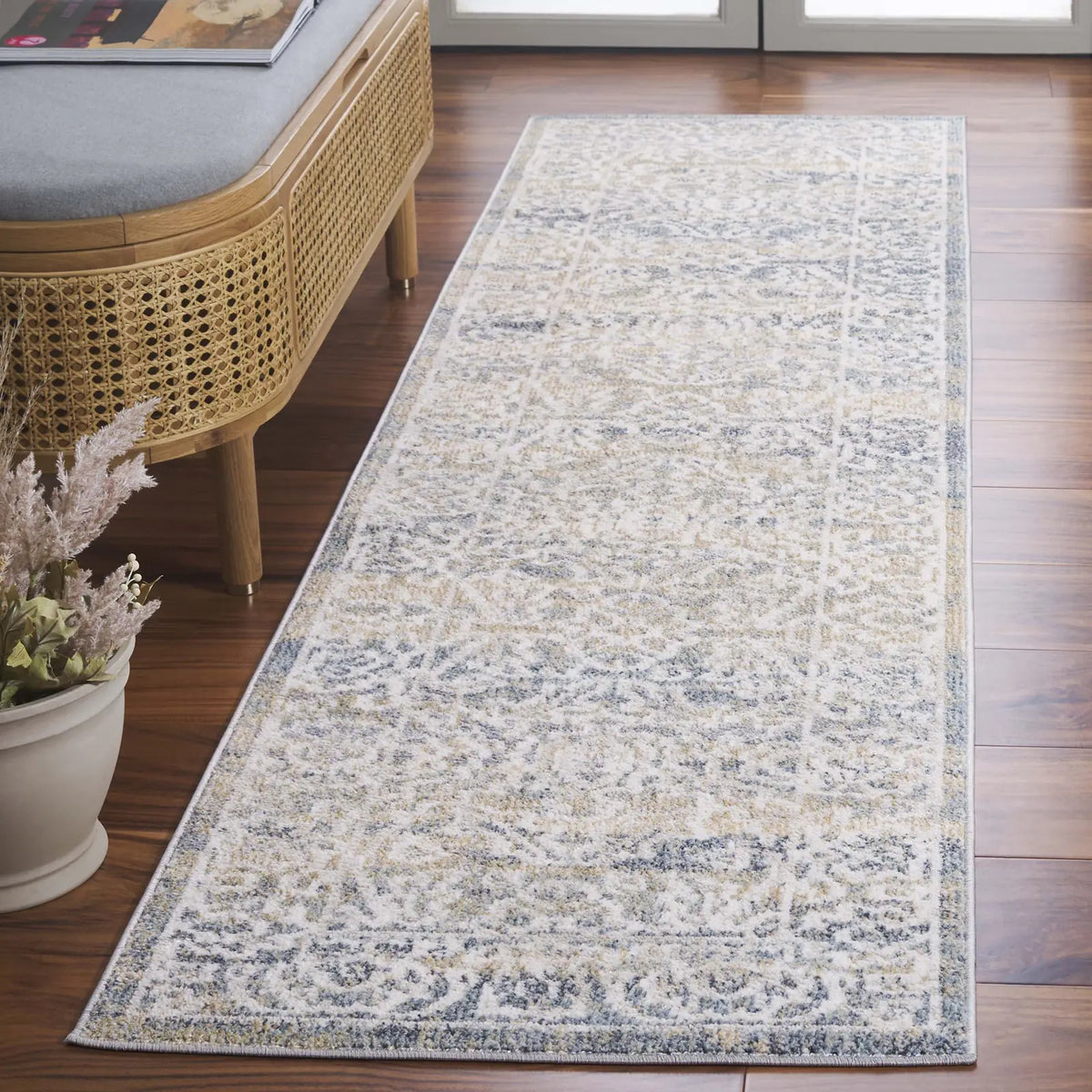 Safavieh Blair Washable 2'-2" x 8'-0" Rug in Ivory / Blue