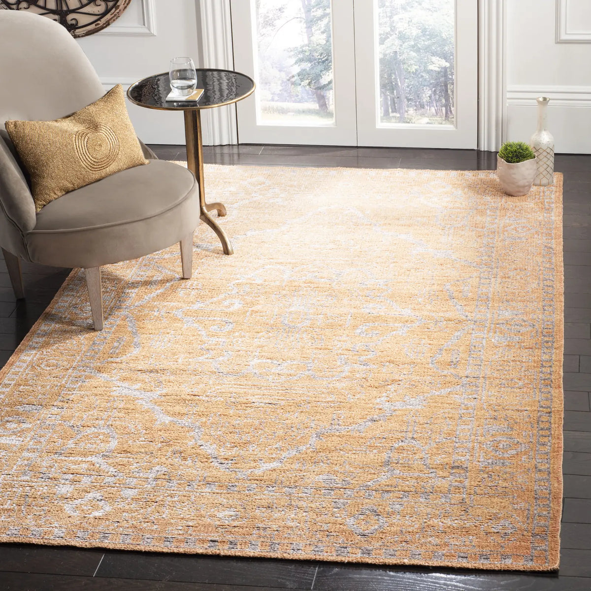 Safavieh Stone Wash 4'-0" x 6'-0" Rug in Brown / Silver