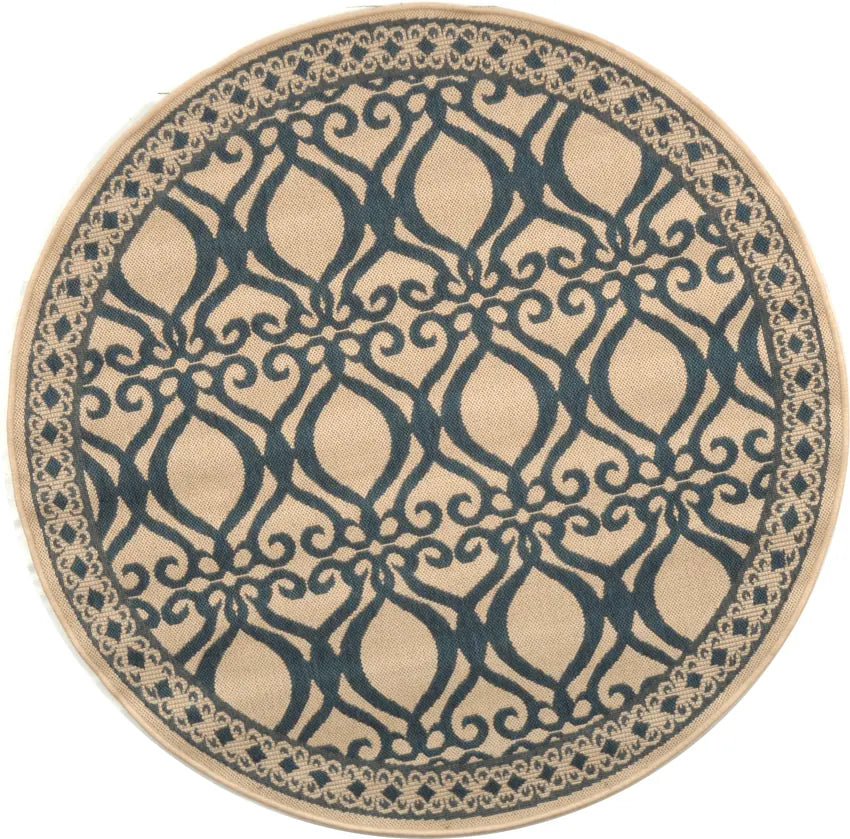 Safavieh Courtyard 5'-3" x 5'-3" Rug in Natural / Blue