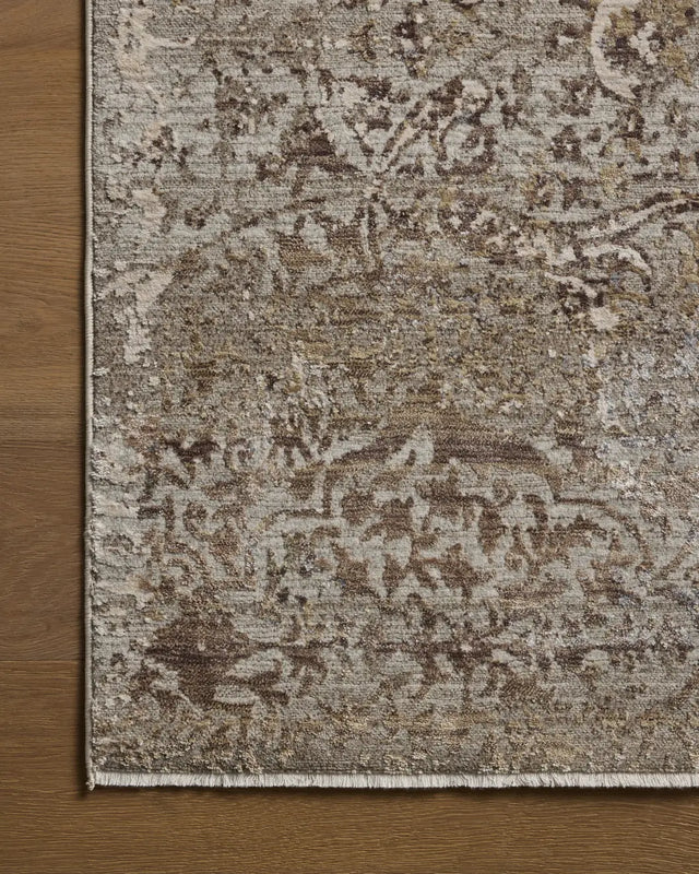 Loloi Aylin AYL-06 Granite / Bronze Rug - corner on wood