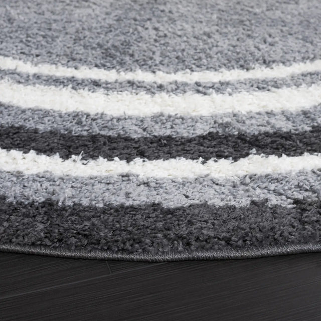 Safavieh Border & Stripe Shag 200 6'-7" x 6'-7" Rug in Grey / Black