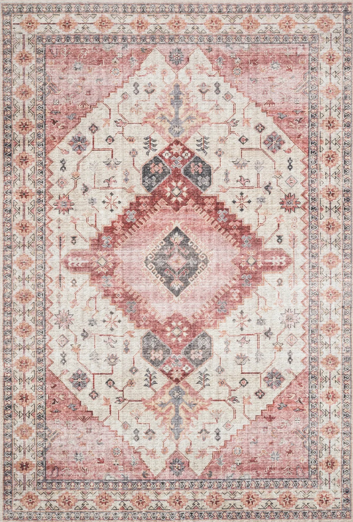 Loloi Skye Sky-02 Ivory/Berry Rugs - main flat