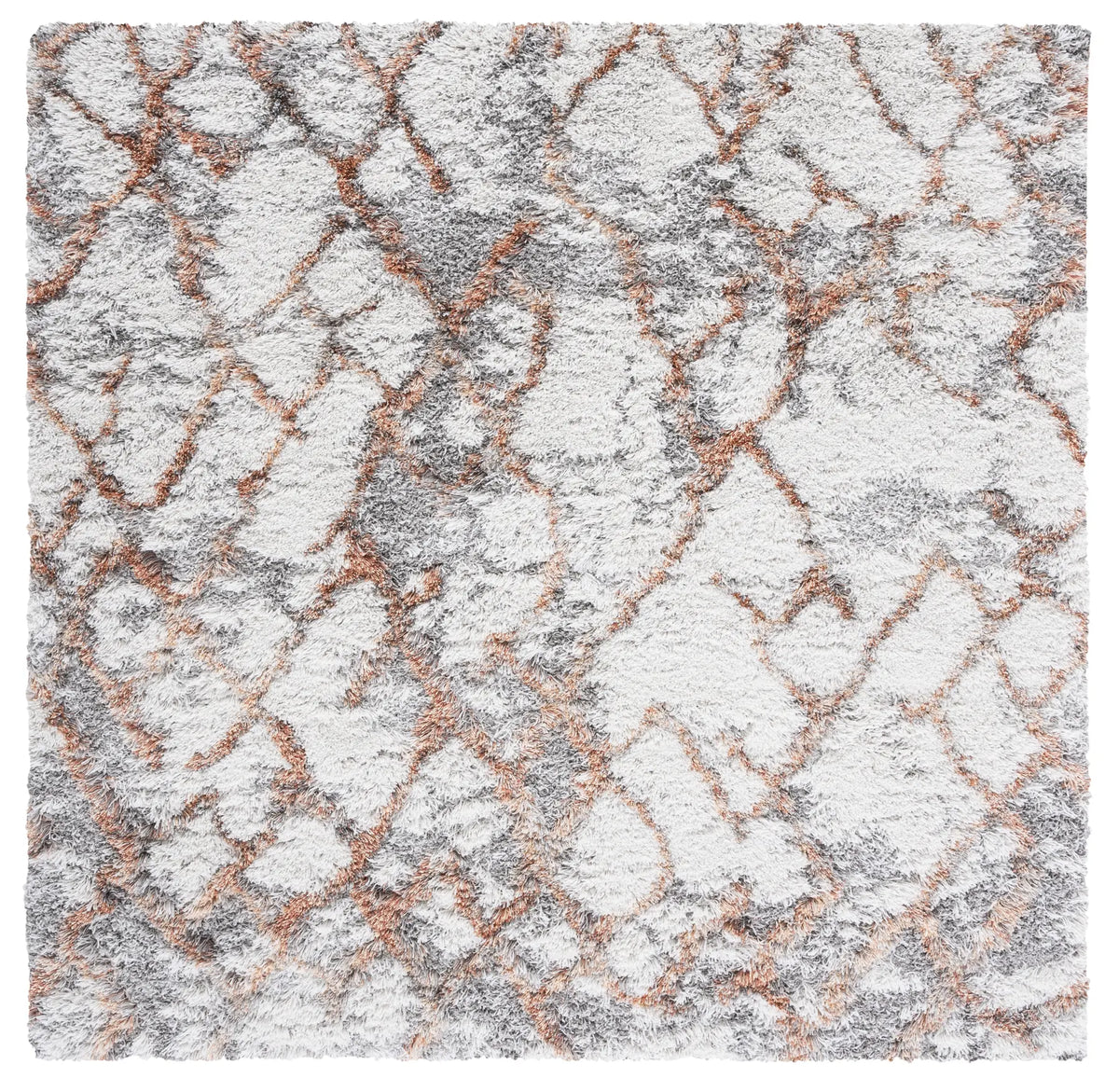 Safavieh Horizon Shag 800 6'-7" x 6'-7" Rug in Ivory / Rust