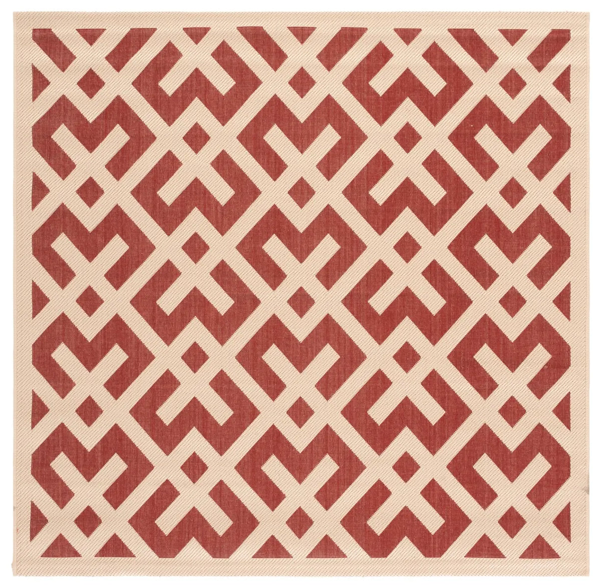 Safavieh Courtyard 5'-3" x 5'-3" Rug in Red / Bone