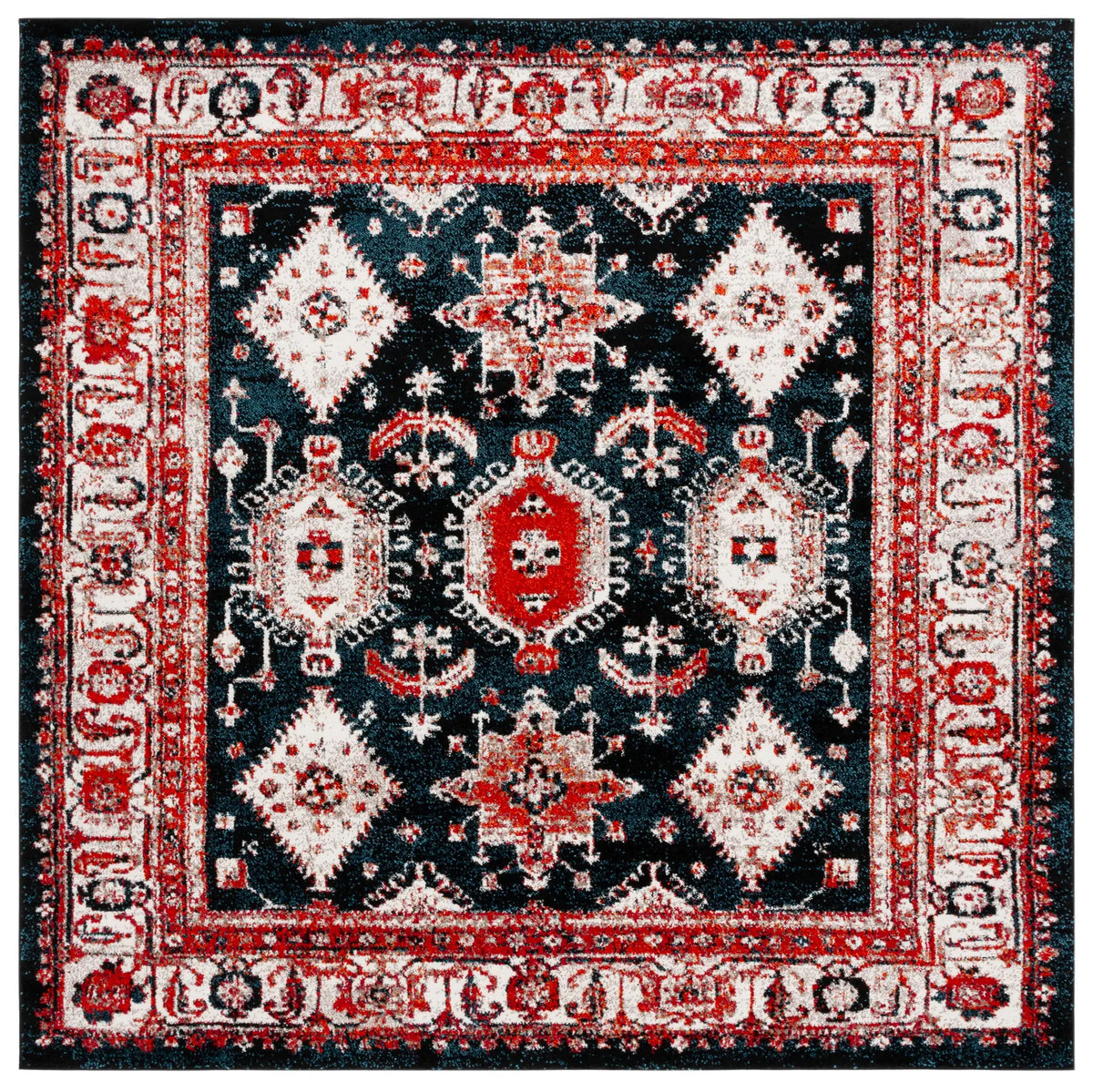Safavieh Vintage Hamadan 6'-7" x 6'-7" Rug in Ivory / Blue