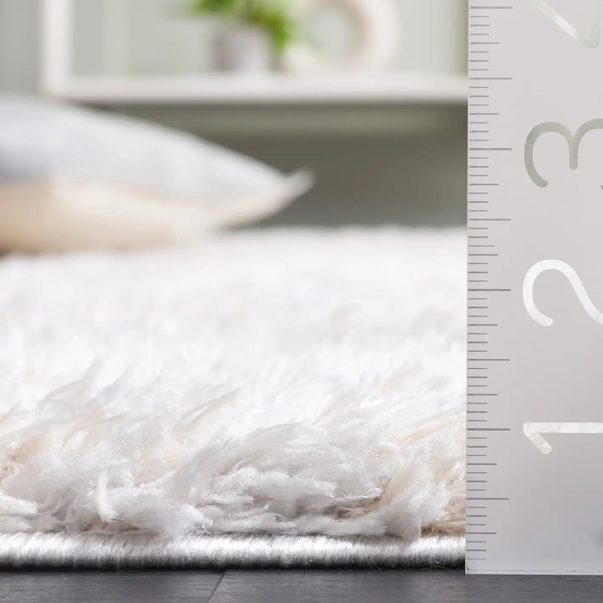 Safavieh Lindsay Shag 4'-0" x 6'-0" Rug in Grey / Ivory Beige