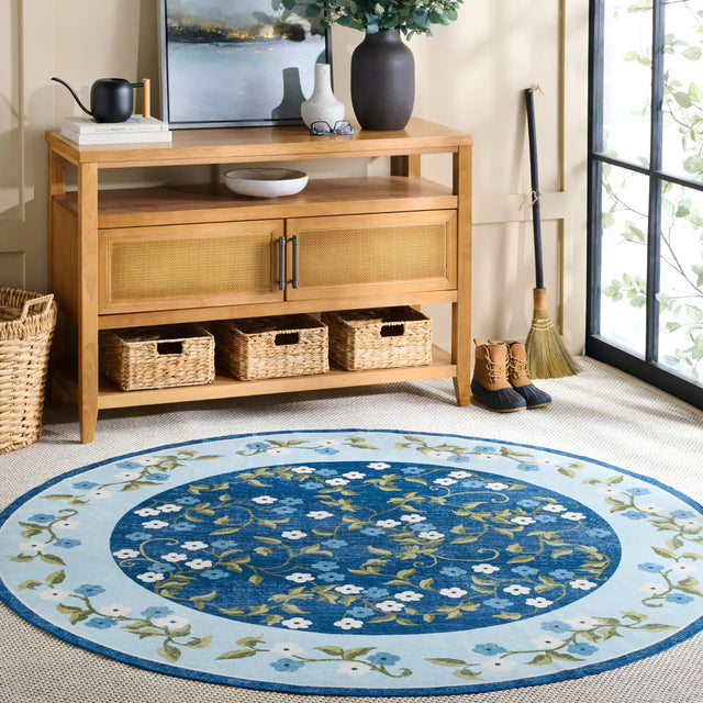 Safavieh Martha Stewart Washable 6'-0" x 6'-0" Rug in Dark Blue / Light Blue