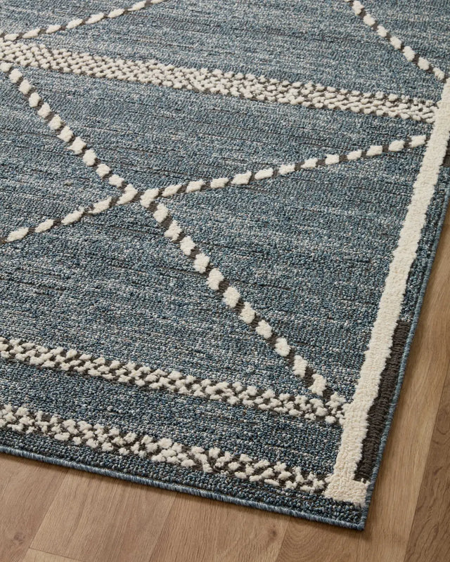 Loloi Fabian Fab-01 Denim/Charcoal Rug - angled corner on wood