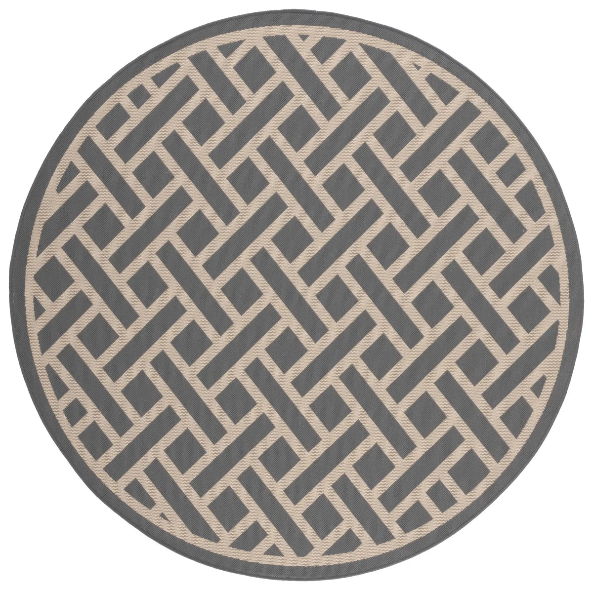 Safavieh Courtyard 6'-7" x 6'-7" Rug in Anthracite / Light Beige