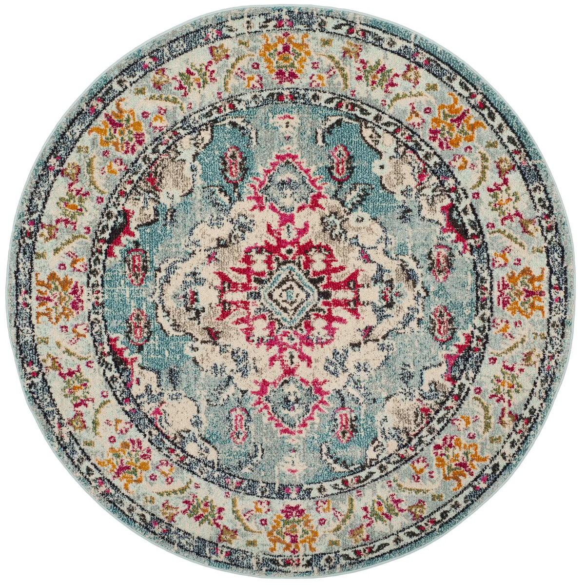 Safavieh Monaco 5'-0" x 5'-0" Rug in Light Blue / Fuchsia