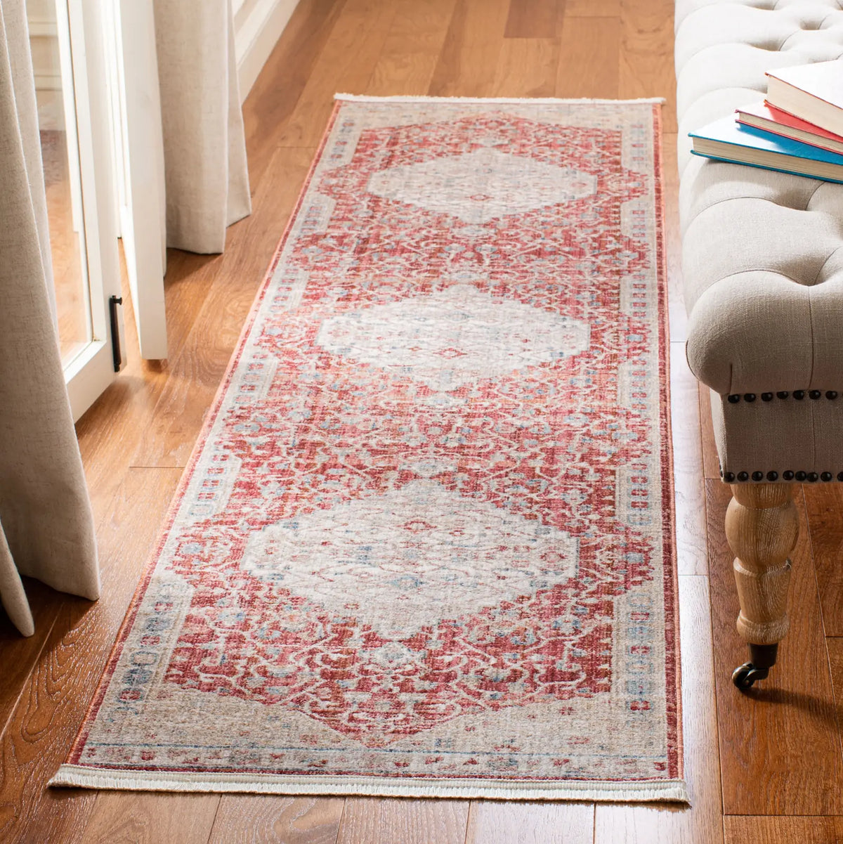 Safavieh Kenitra 600 2'-2" x 10'-0" Rug in Red / Beige