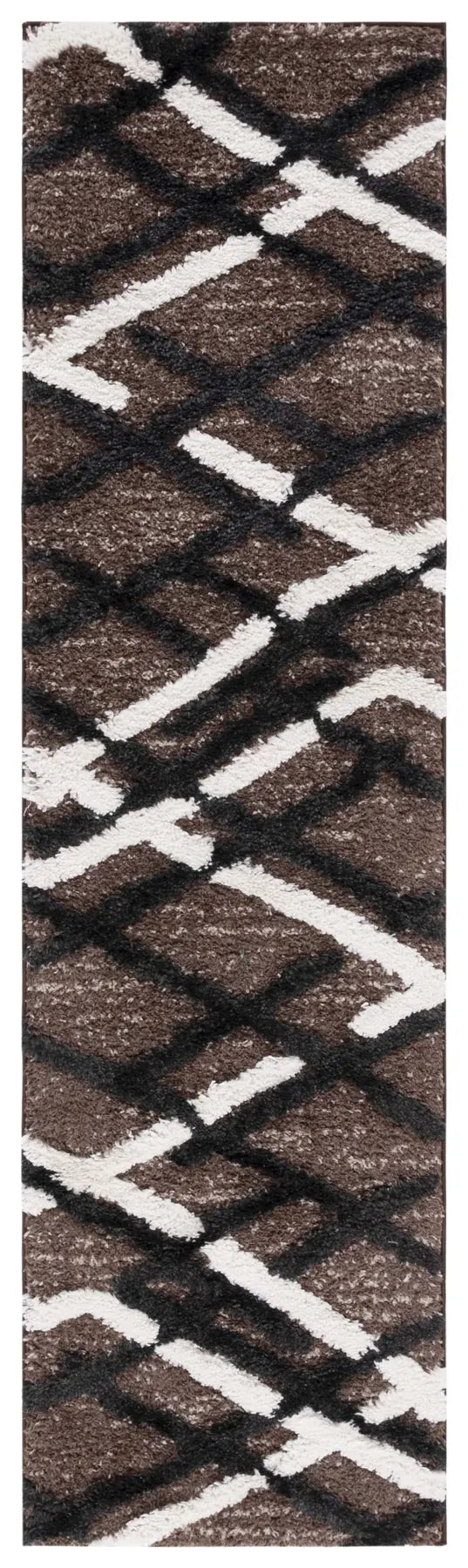 Safavieh Hi-Lo Shag 2'-2" x 8'-0" Rug in Brown / Ivory Charcoal