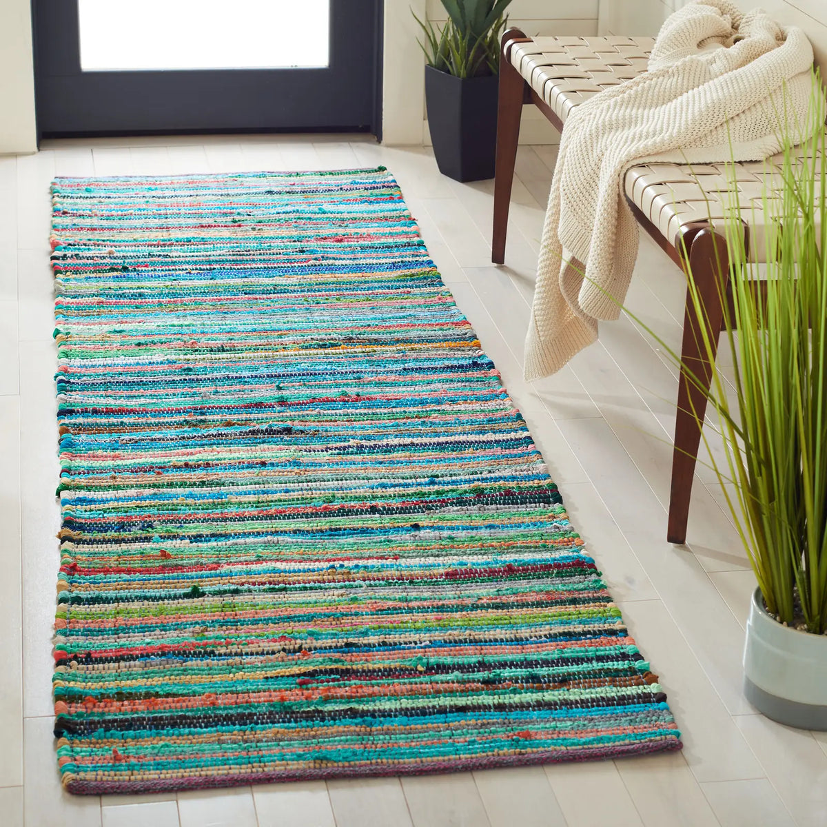 Safavieh Rag Rug 2'-3" x 10'-0" Rug in Green / Multi