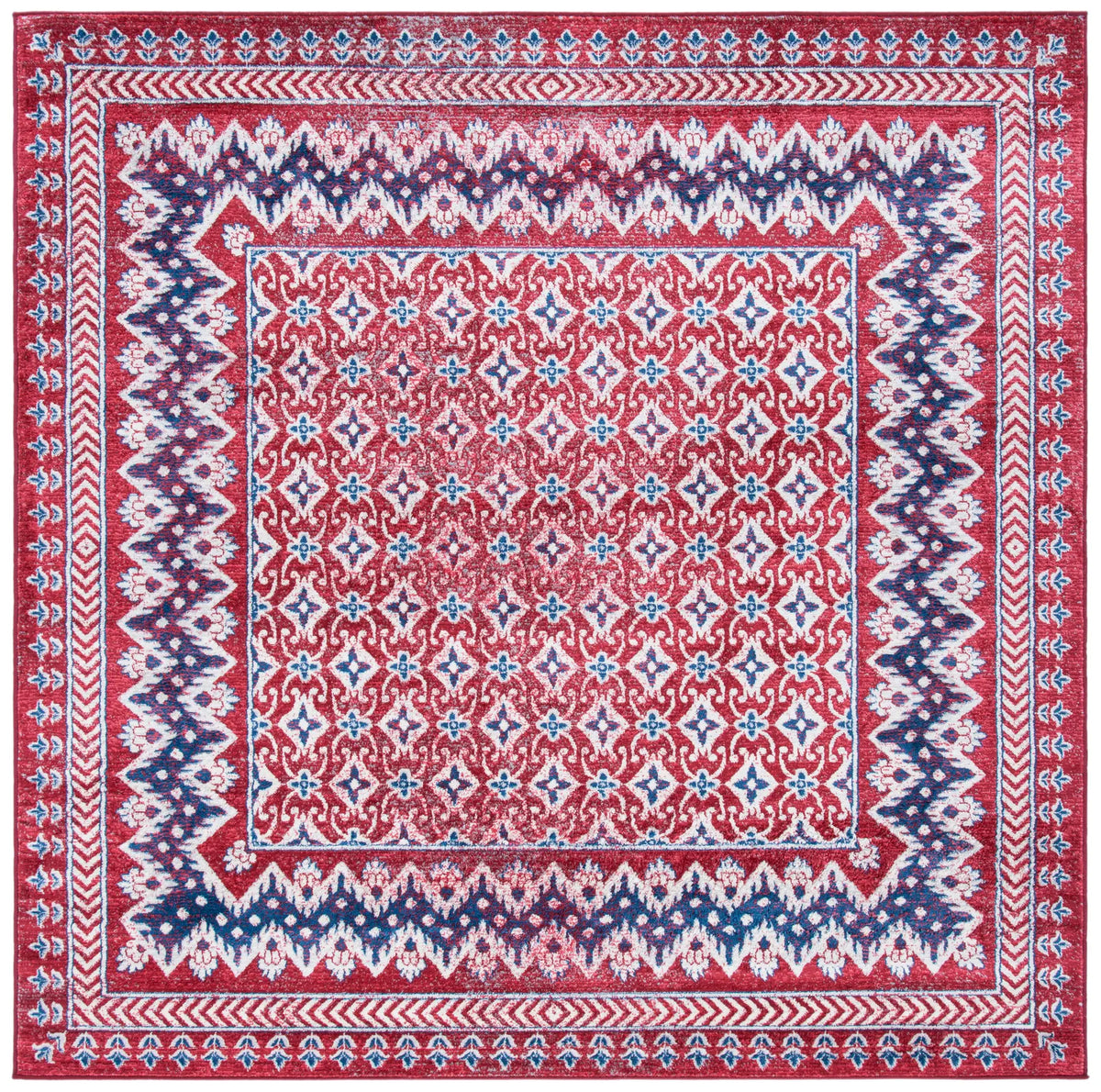 Safavieh Brentwood 6'-7" x 6'-7" Rug in Red / Ivory