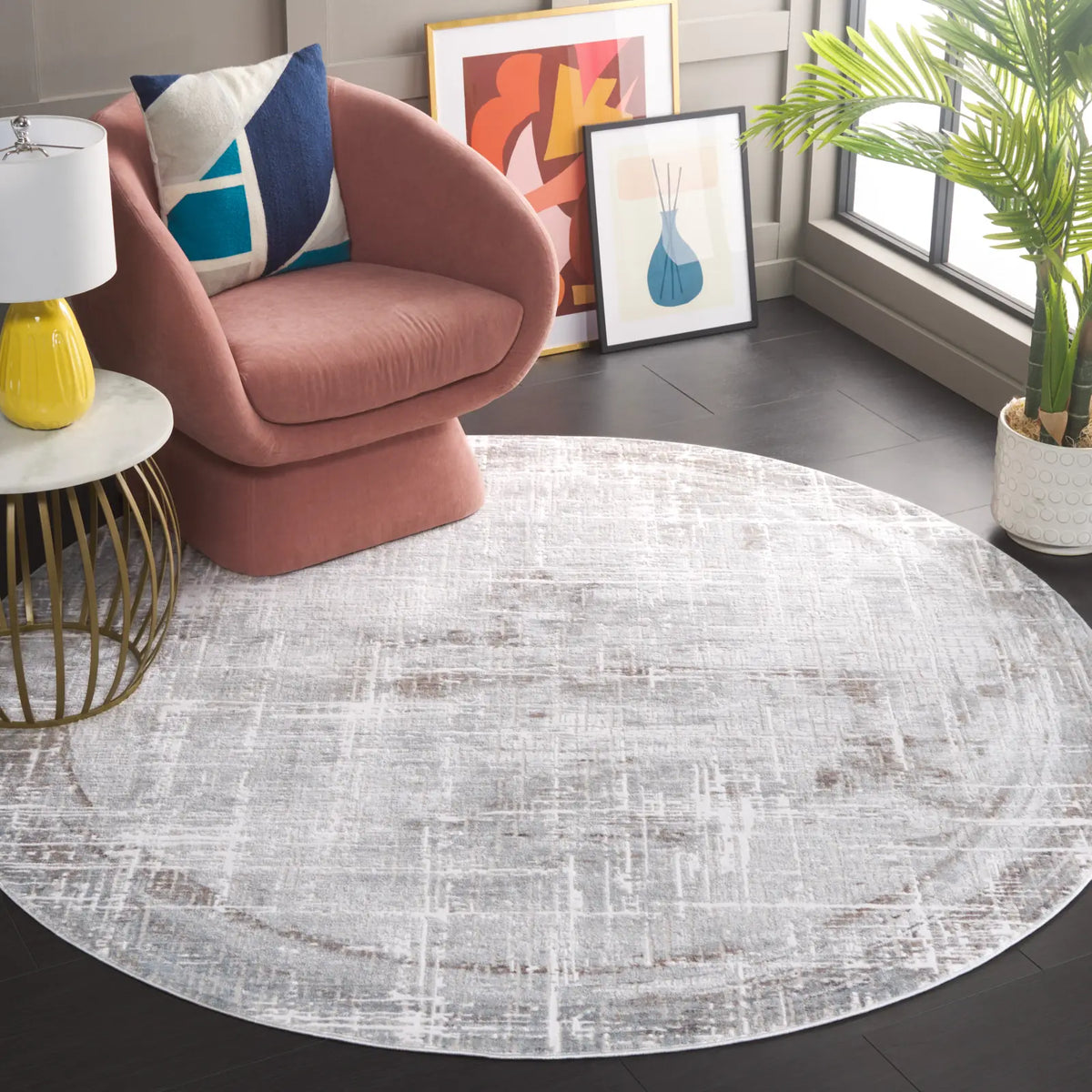 Safavieh Platinum 6'-7" x 6'-7" Rug in Grey / Dark Grey