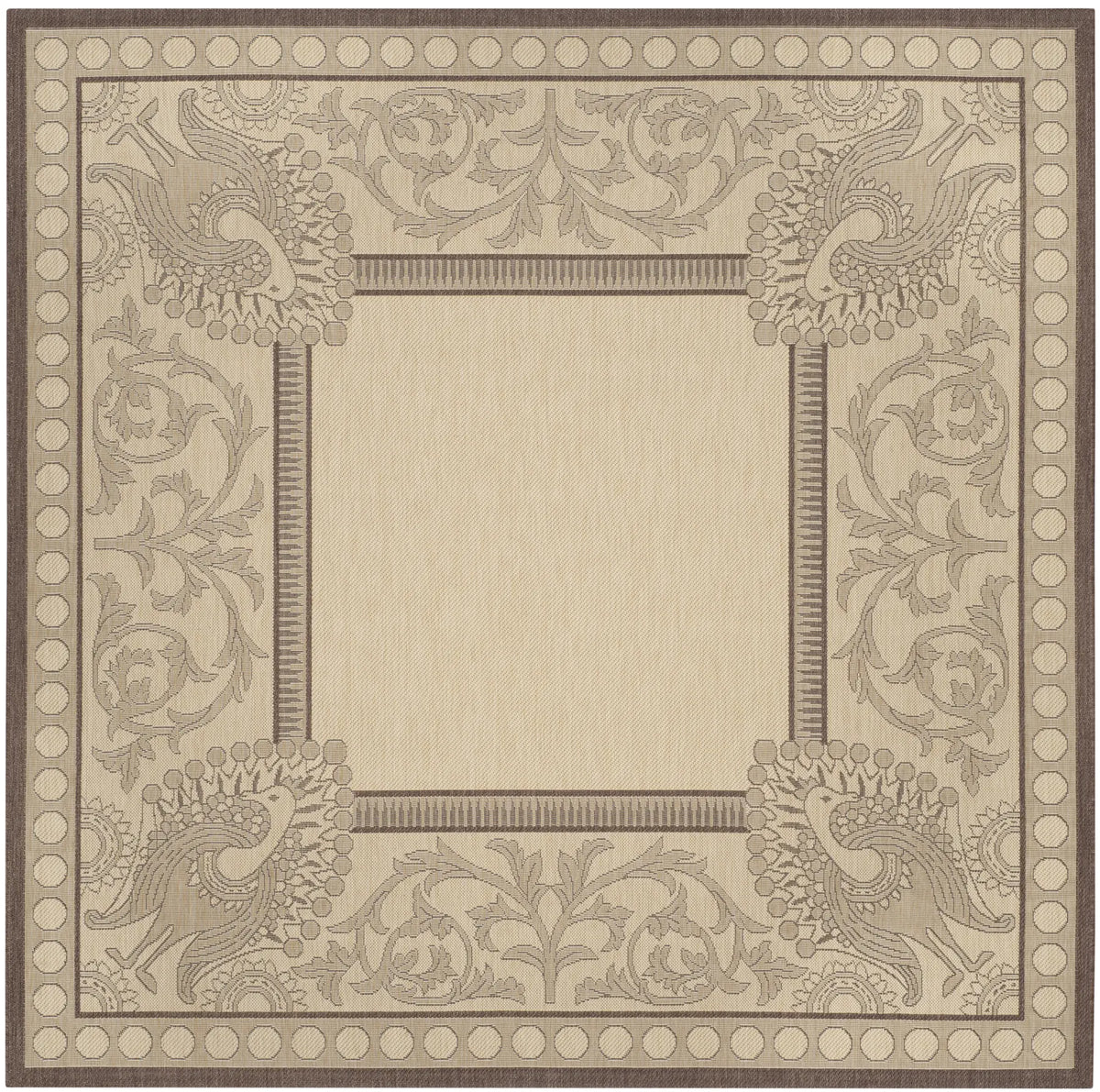Safavieh Courtyard 7'-10" x 7'-10" Rug in Natural / Chocolate