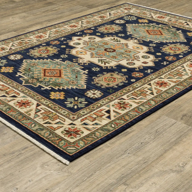 Oriental Weavers Lilihan 532B6 Navy/ Multi Rug - angle detail