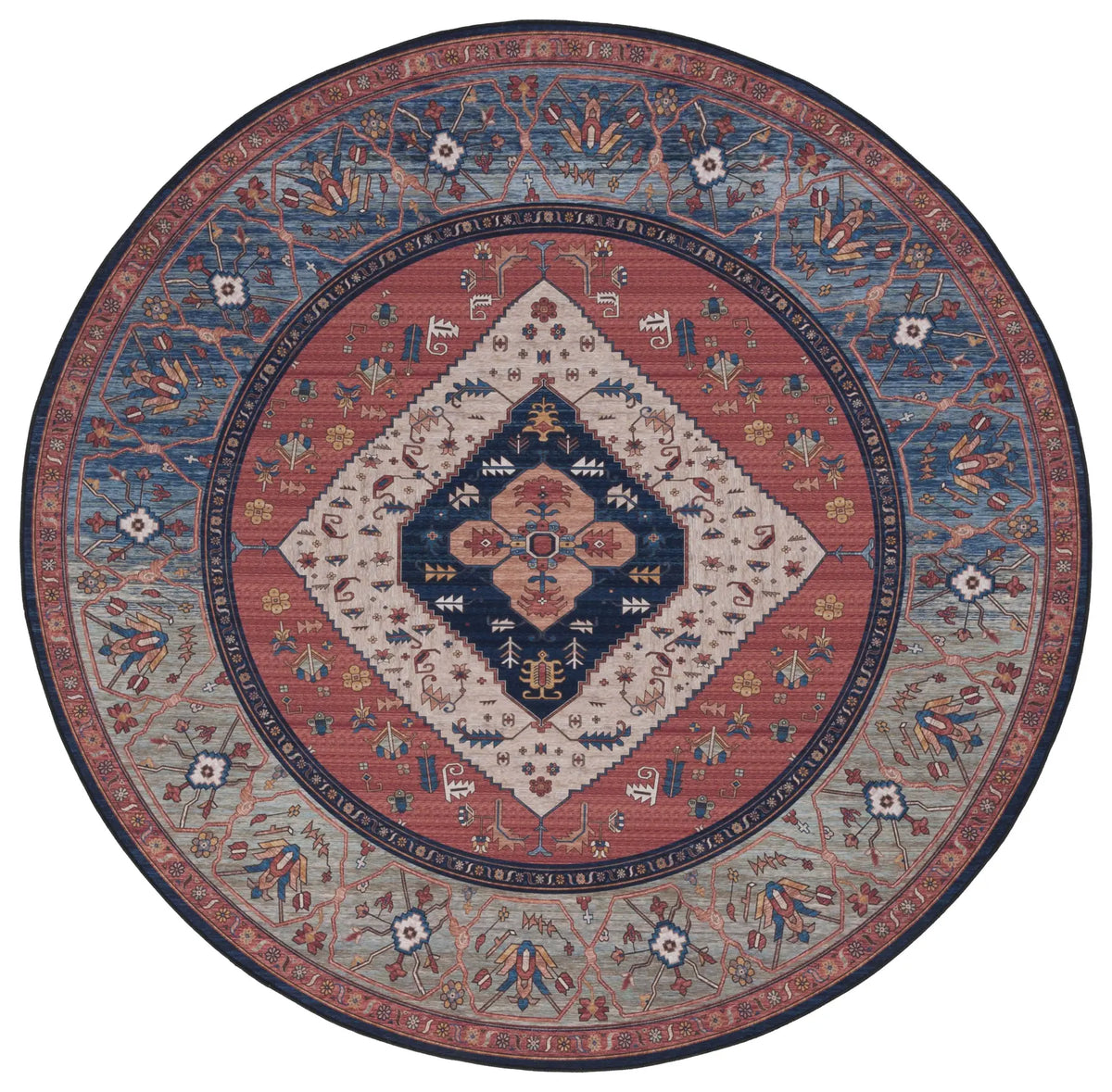 Safavieh Tucson 6'-0" x 6'-0" Rug in Rust / Blue