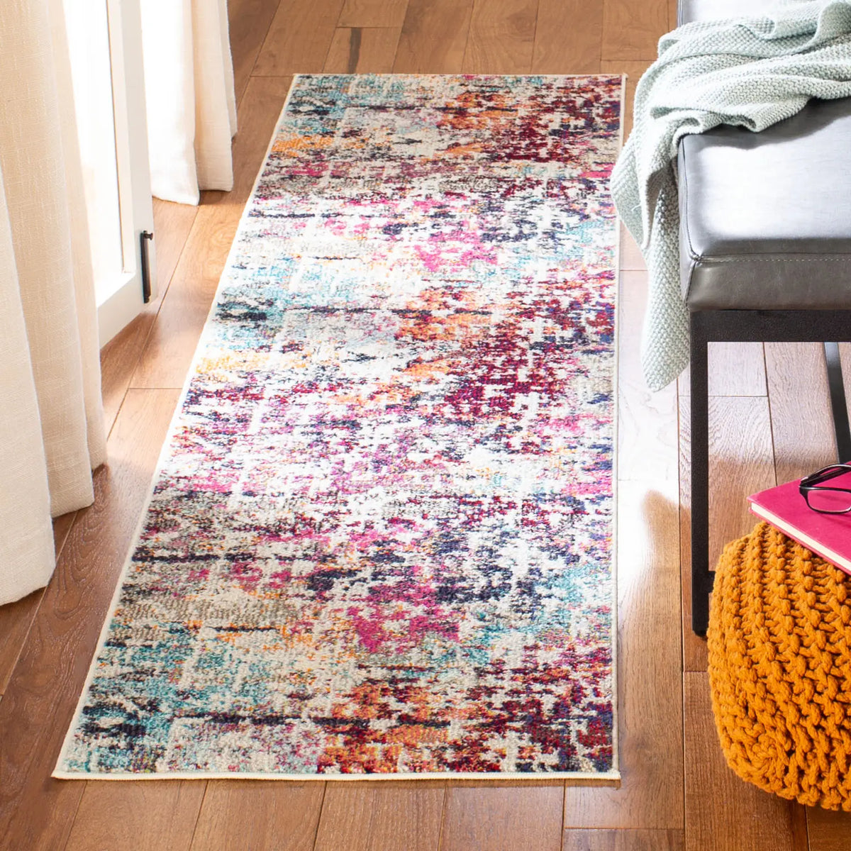 Safavieh Madison 2'-2" x 10'-0" Rug in Red / Light Blue