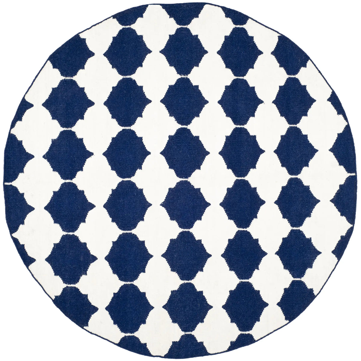 Safavieh Dhurries 7'-0" x 7'-0" Rug in Navy / Ivory