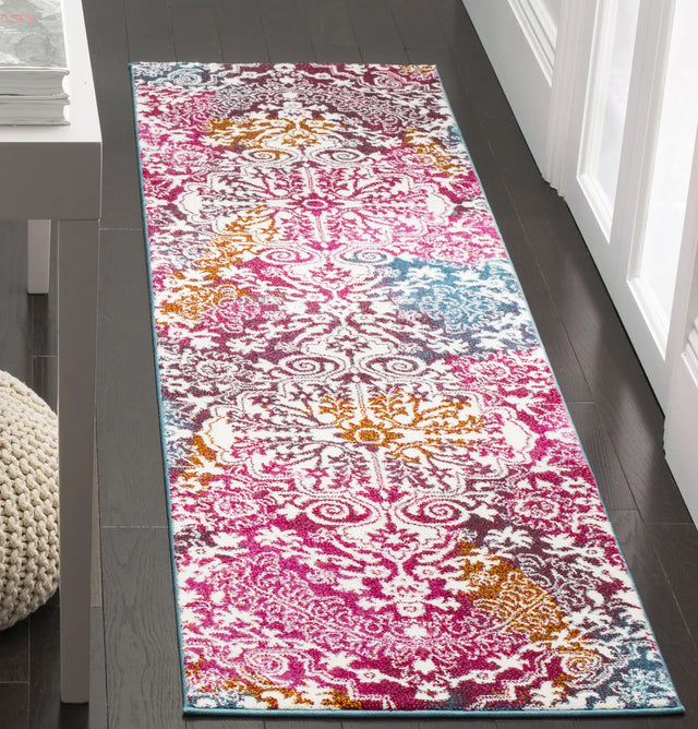 Safavieh Watercolor 2'-3" x 8'-0" Rug in Ivory / Fuchsia