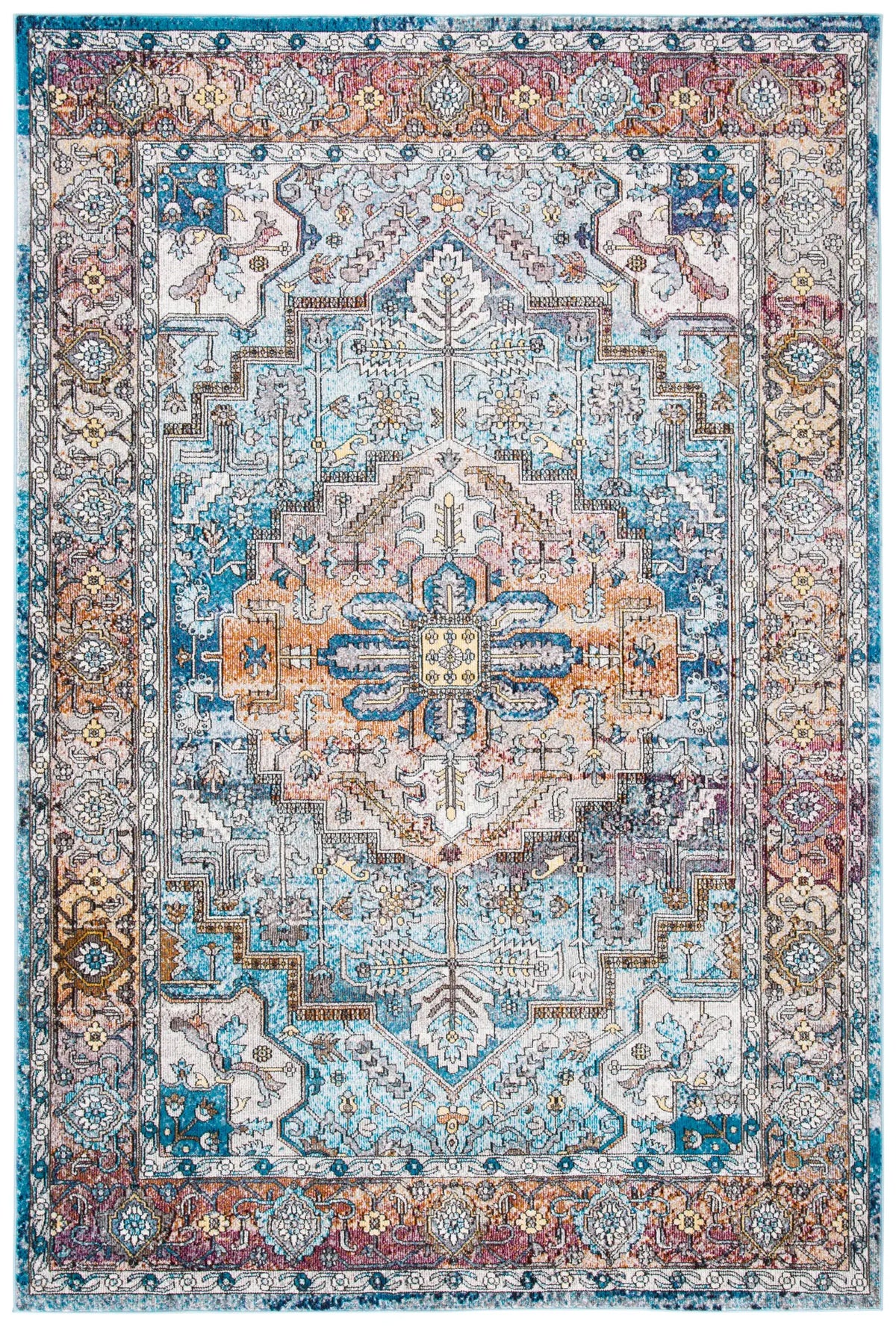 Safavieh Aria 4'-0" x 6'-0" Rug in Turquoise / Light Orange
