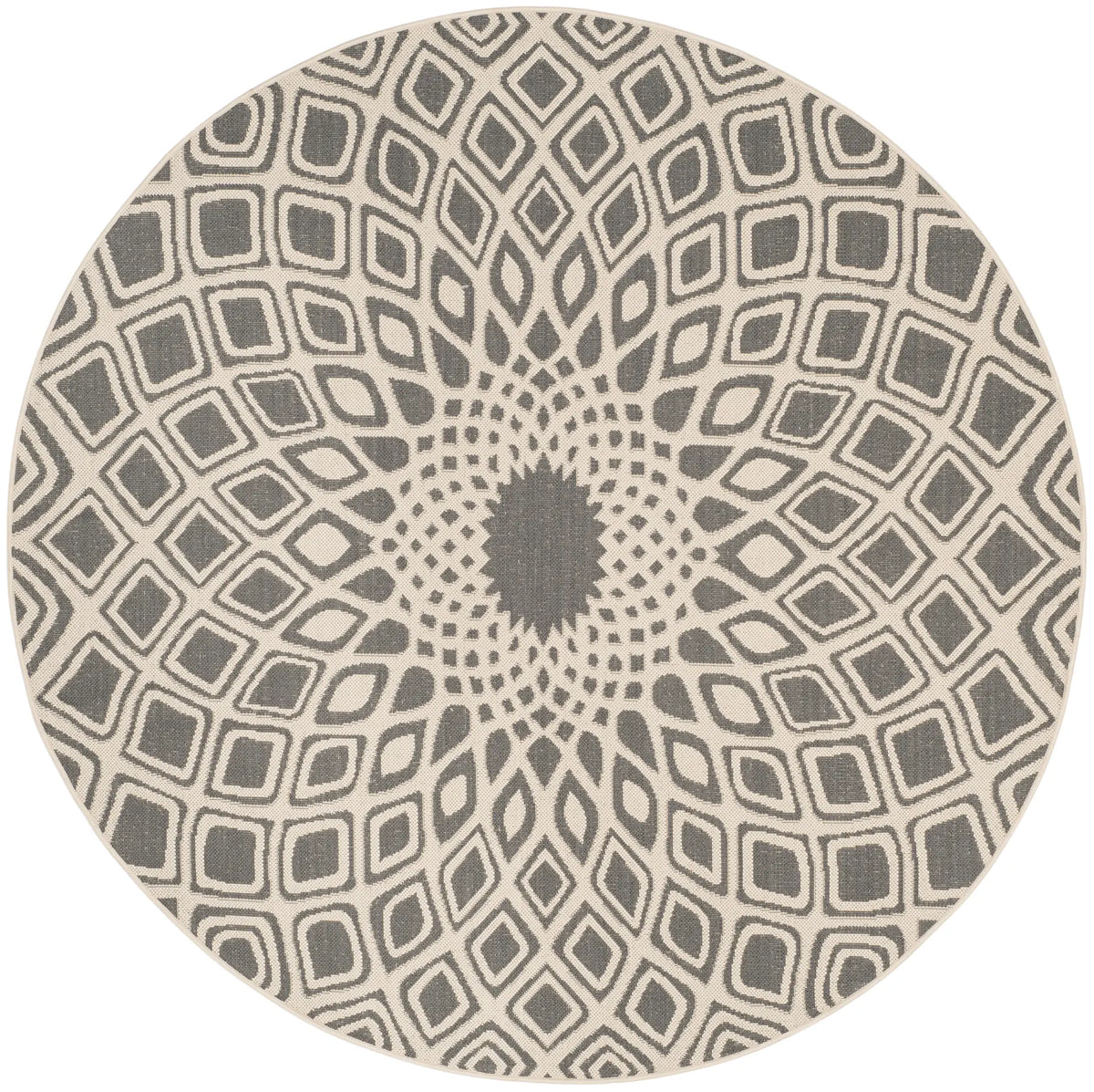 Safavieh Courtyard 6'-7" x 6'-7" Rug in Anthracite / Beige