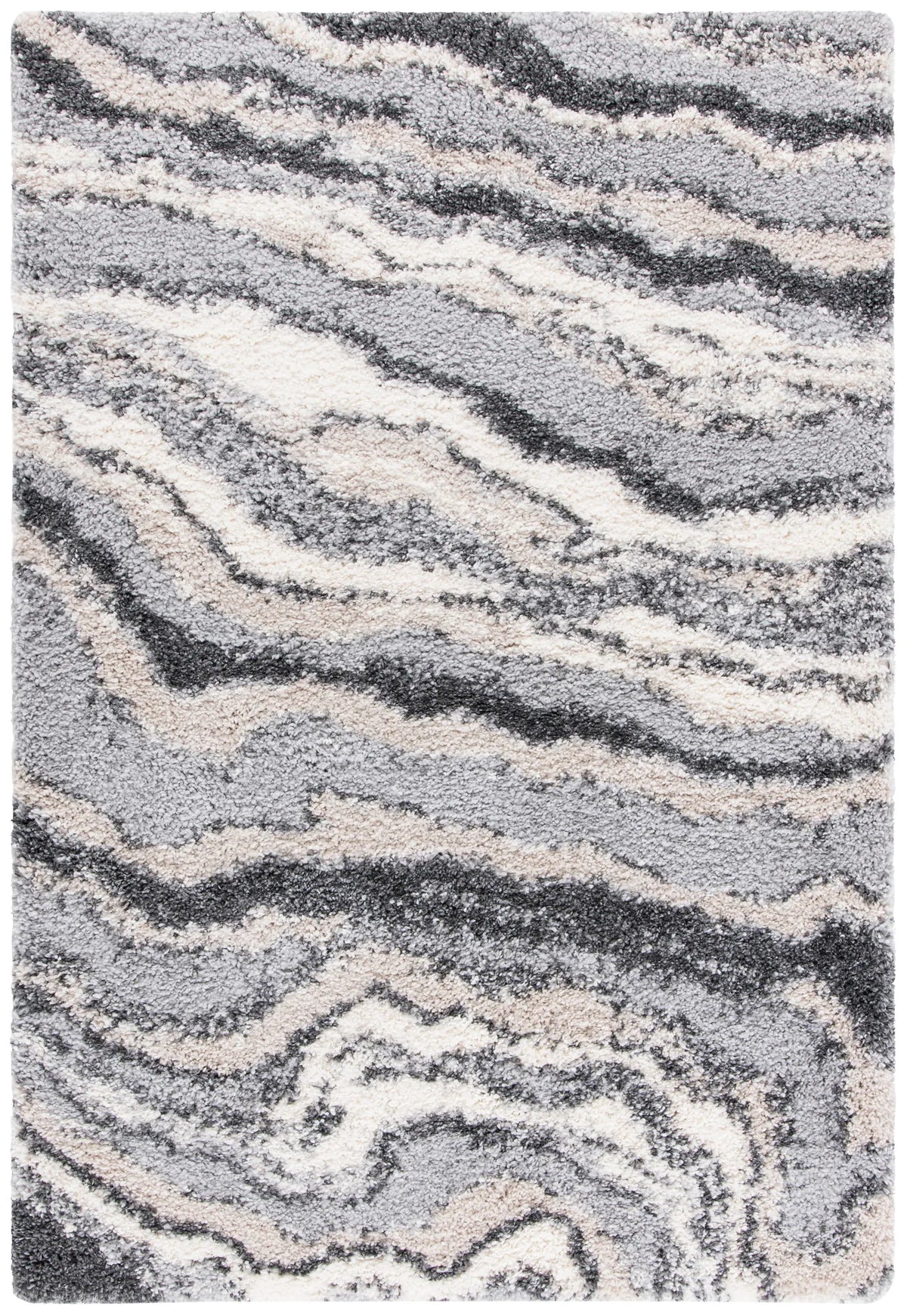 Safavieh Fontana Shag 800 4'-0" x 6'-0" Rug in Grey / Ivory
