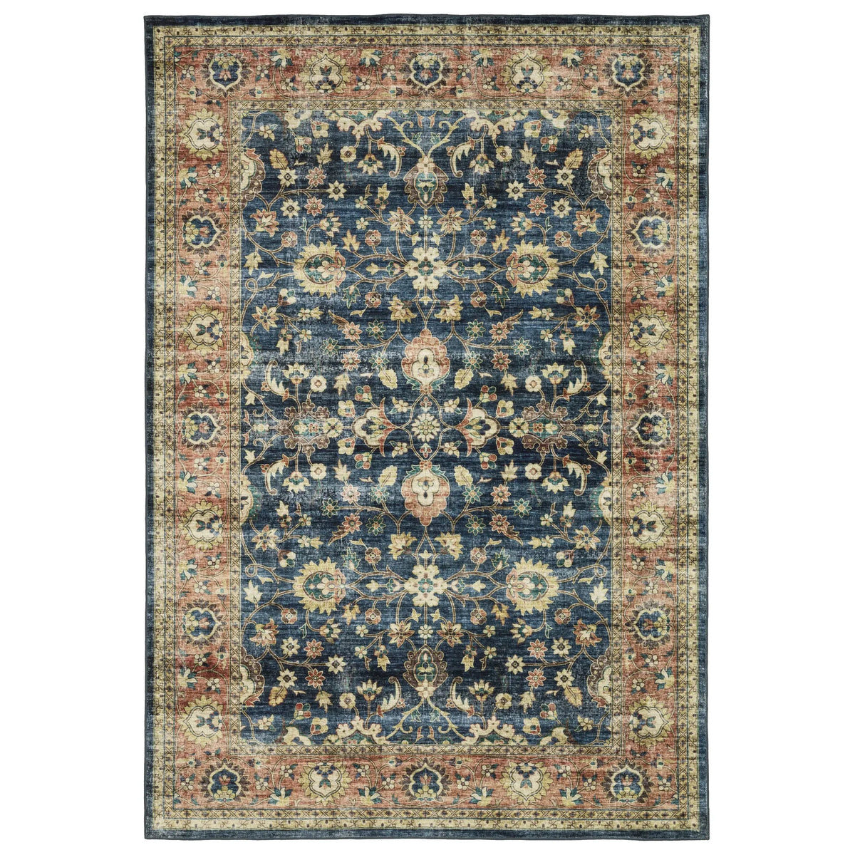 Oriental Weavers Sphinx Sumter Sum04 Blue/ Rust Rug - main flat