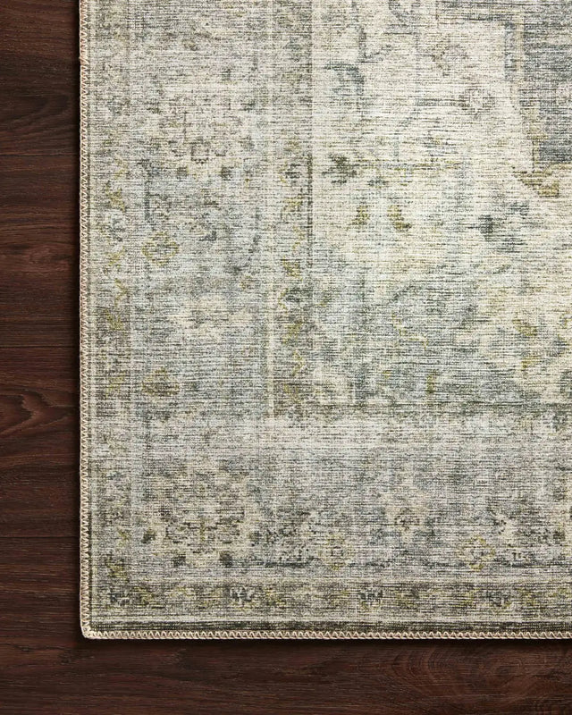 Loloi Skye Sky-12 Charcoal/Dove Rugs - corner on wood
