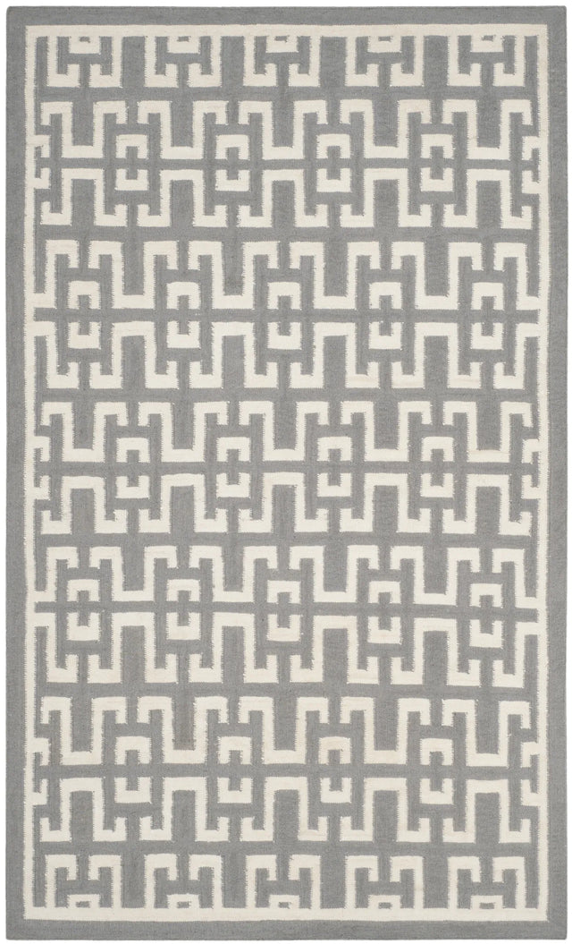 Safavieh Dhurries 4'-0" x 6'-0" Rug in Soft Grey / Ivory