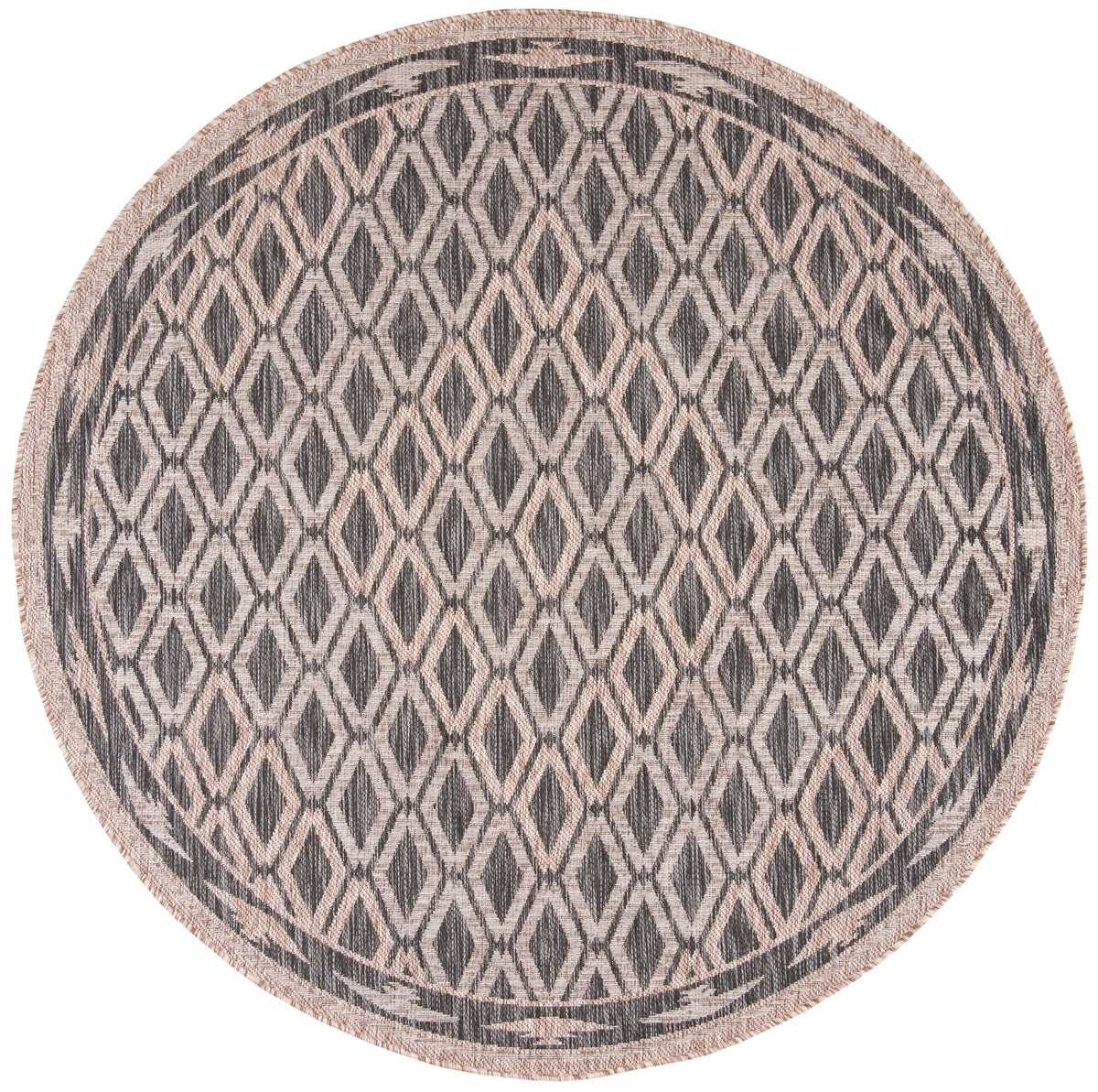 Safavieh Courtyard 6'-7" x 6'-7" Rug in Black / Natural