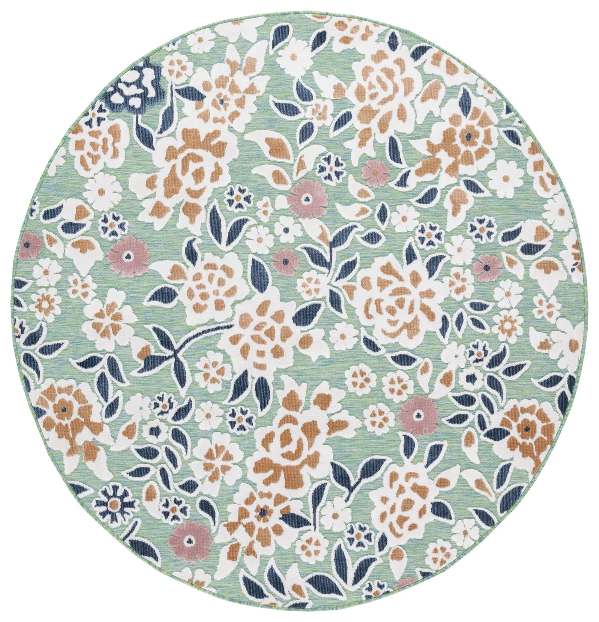 Safavieh Cabana 5'-1" x 5'-1" Rug in Green / Navy