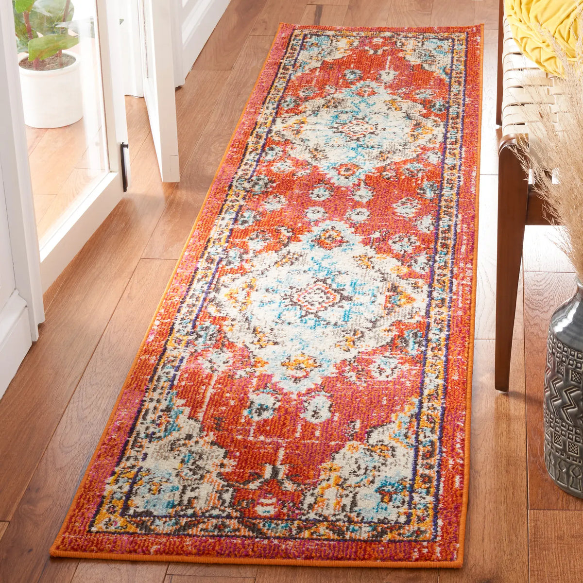 Safavieh Madison 2'-0" x 8'-0" Rug in Orange / Light Blue