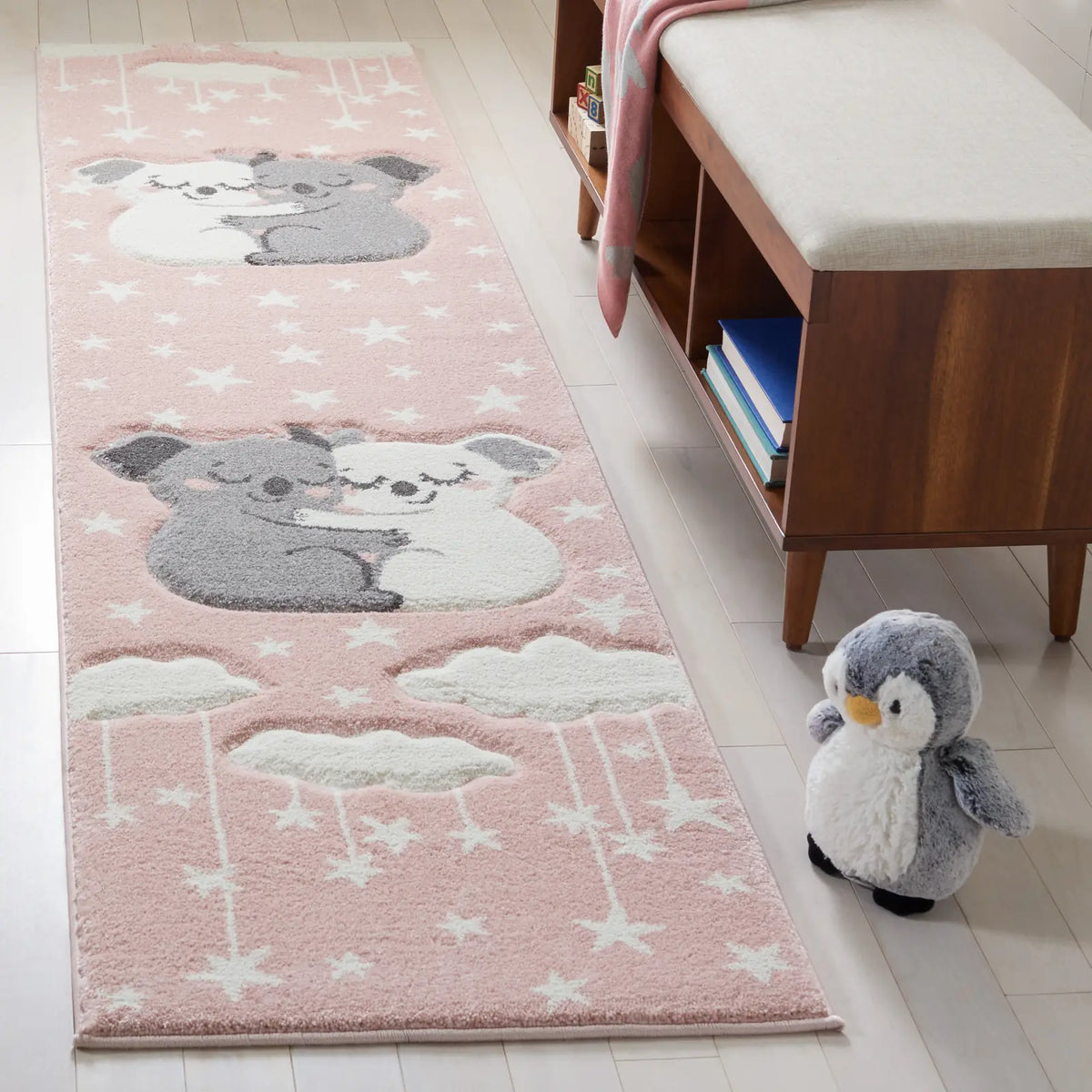 Safavieh Carousel Kids 100 2'-0" x 8'-0" Rug in Pink / White