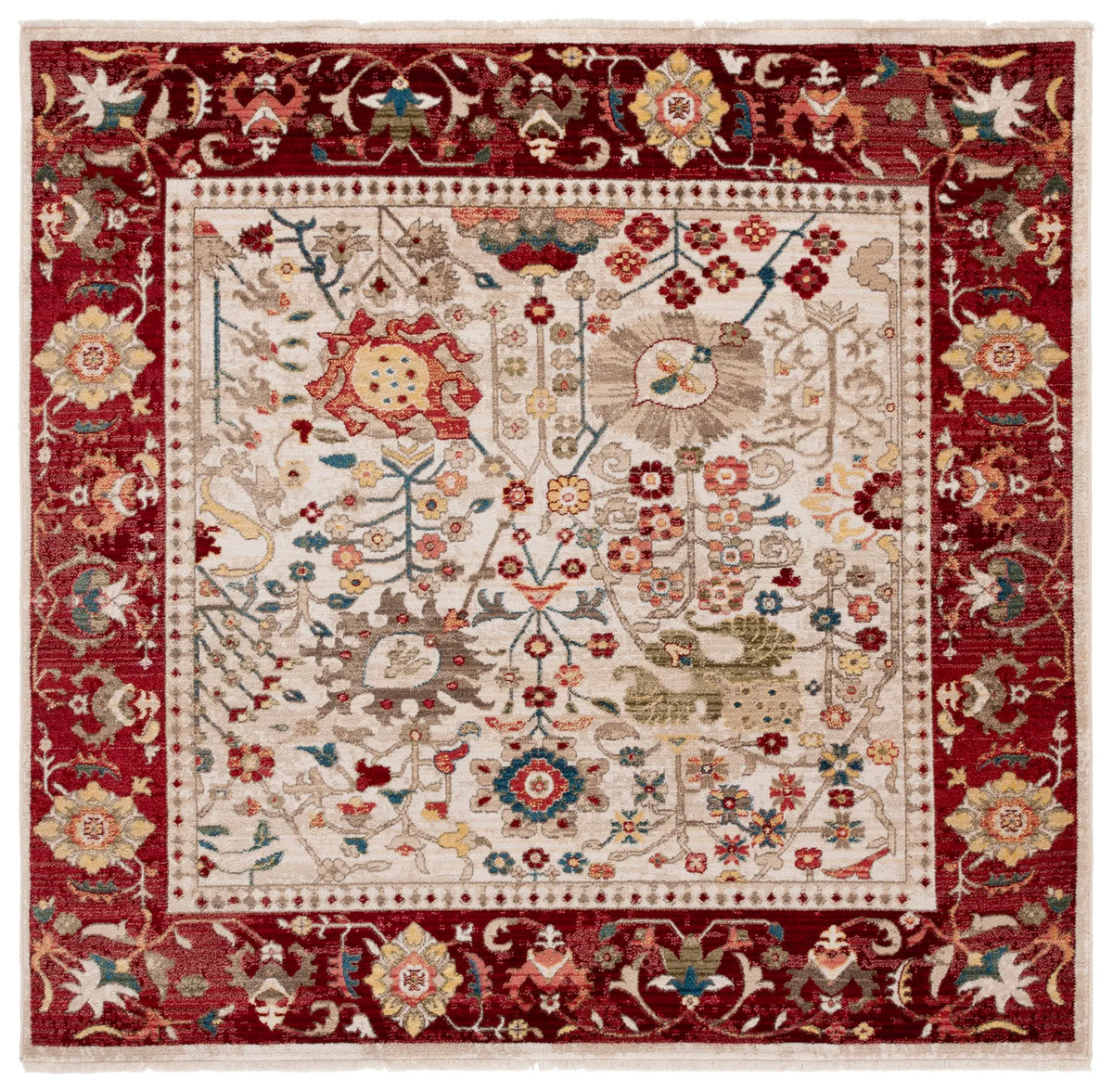Safavieh Kashan 6'-7" x 6'-7" Rug in Ivory / Red