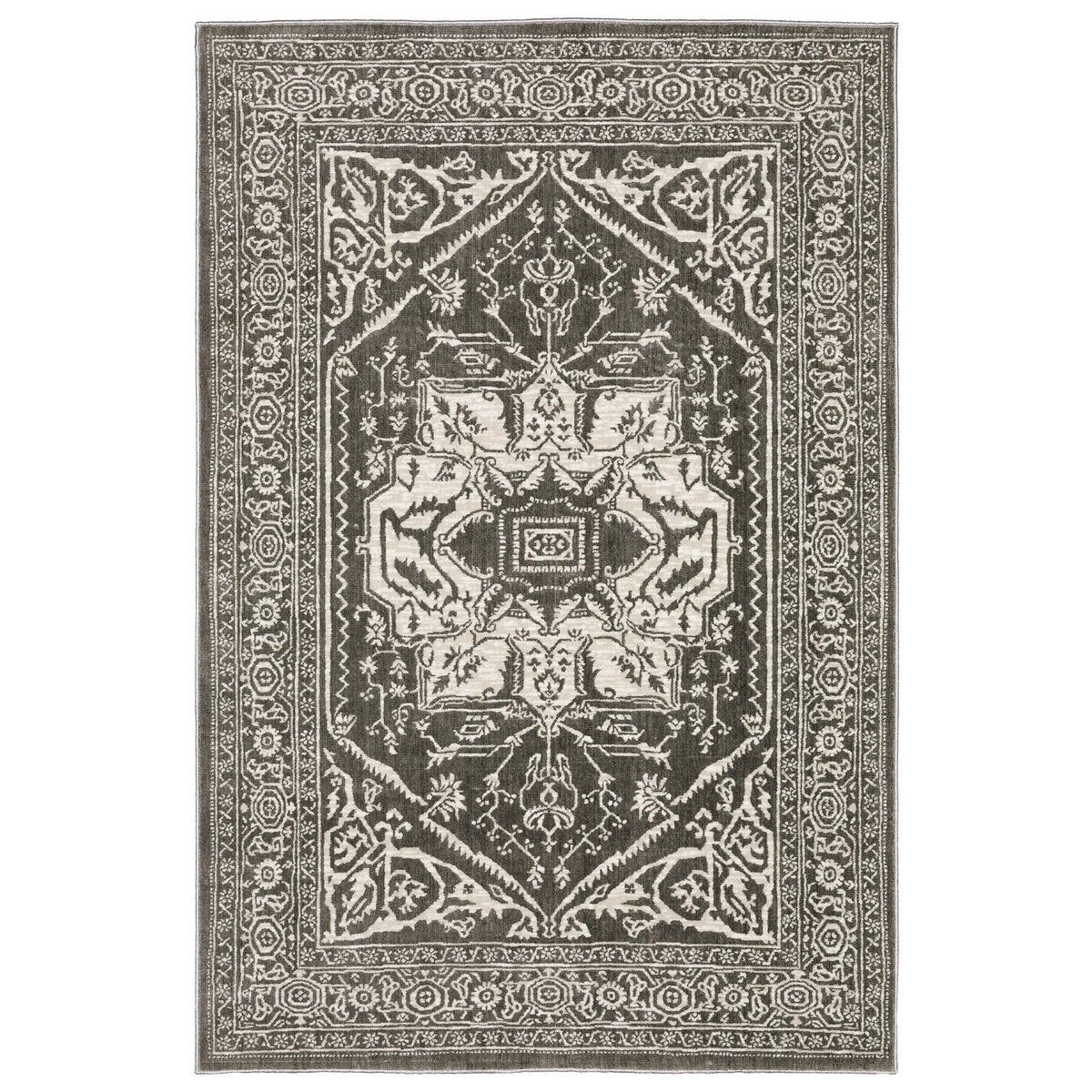 Oriental Weavers Sphinx Intrigue Int04 Grey/ Ivory Rug - main flat