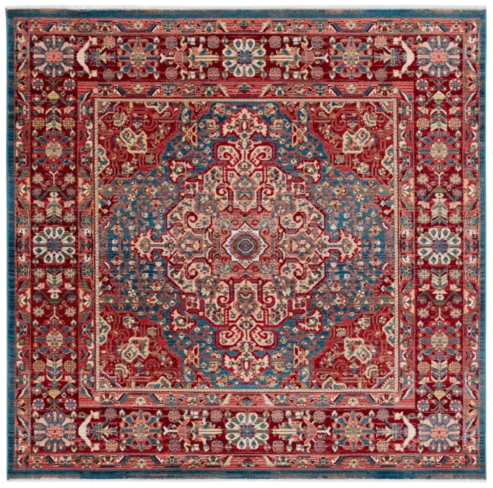 Safavieh Kashan 6'-7" x 6'-7" Rug in Blue / Red