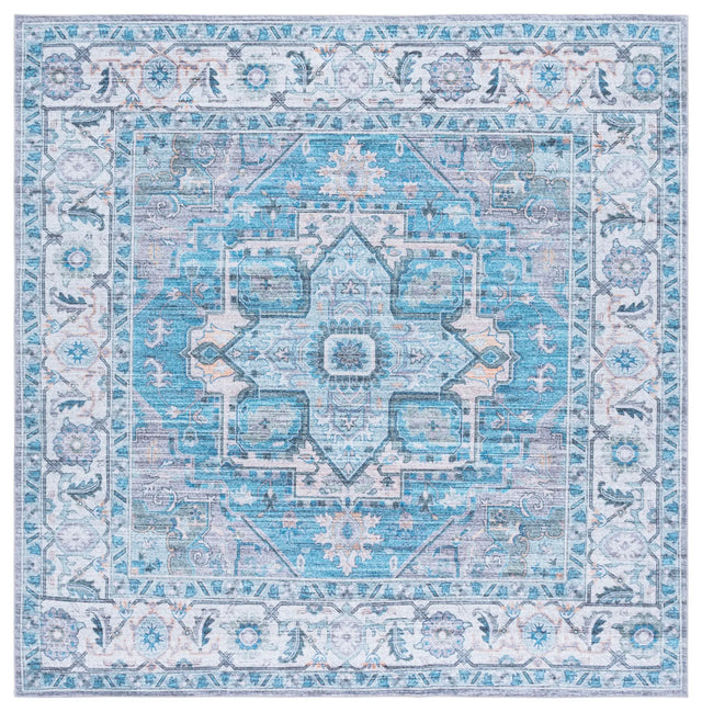 Safavieh Martha Stewart Washable 6'-0" x 6'-0" Rug in Grey / Turquoise