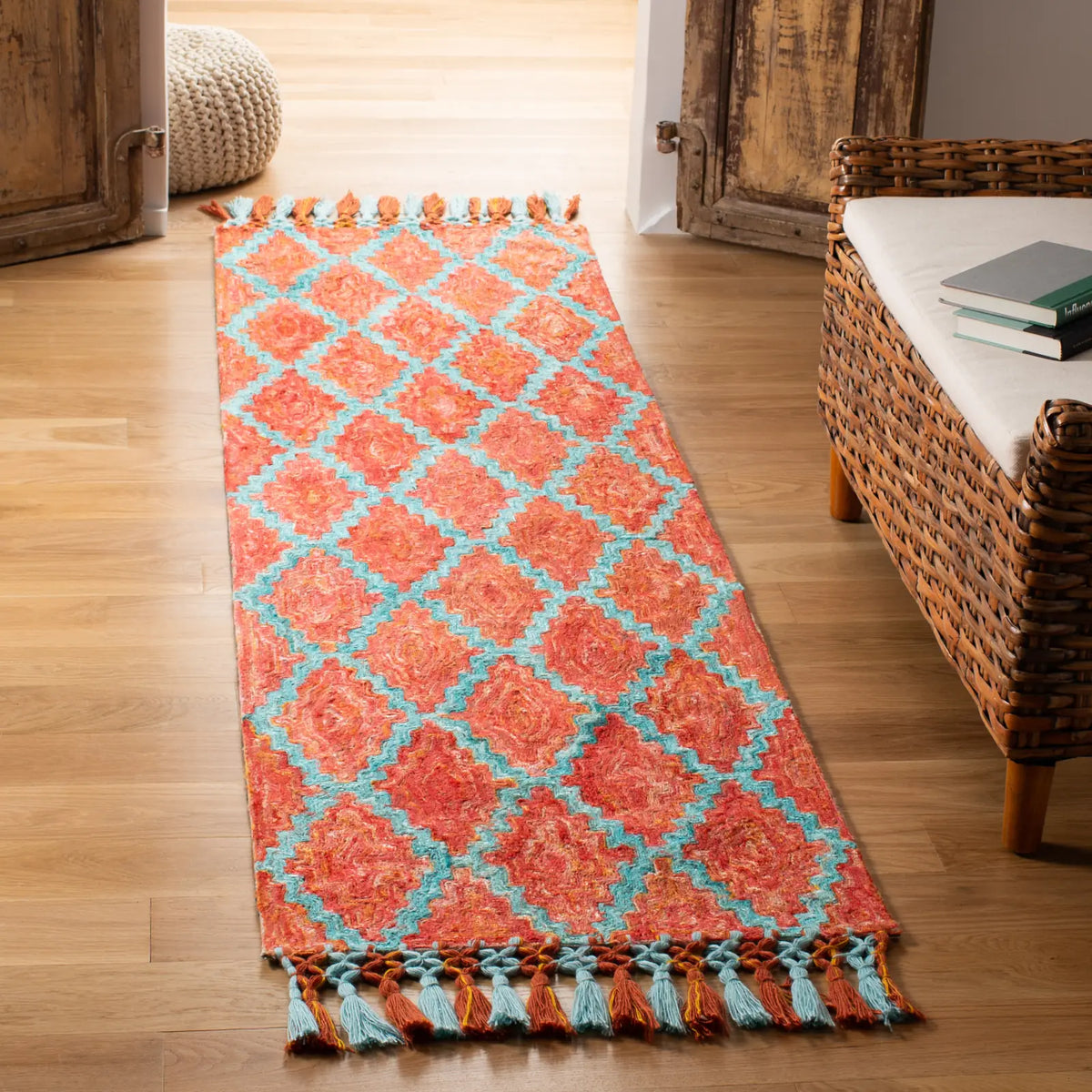 Safavieh Sahara 2'-3" x 8'-0" Rug in Rust / Aqua