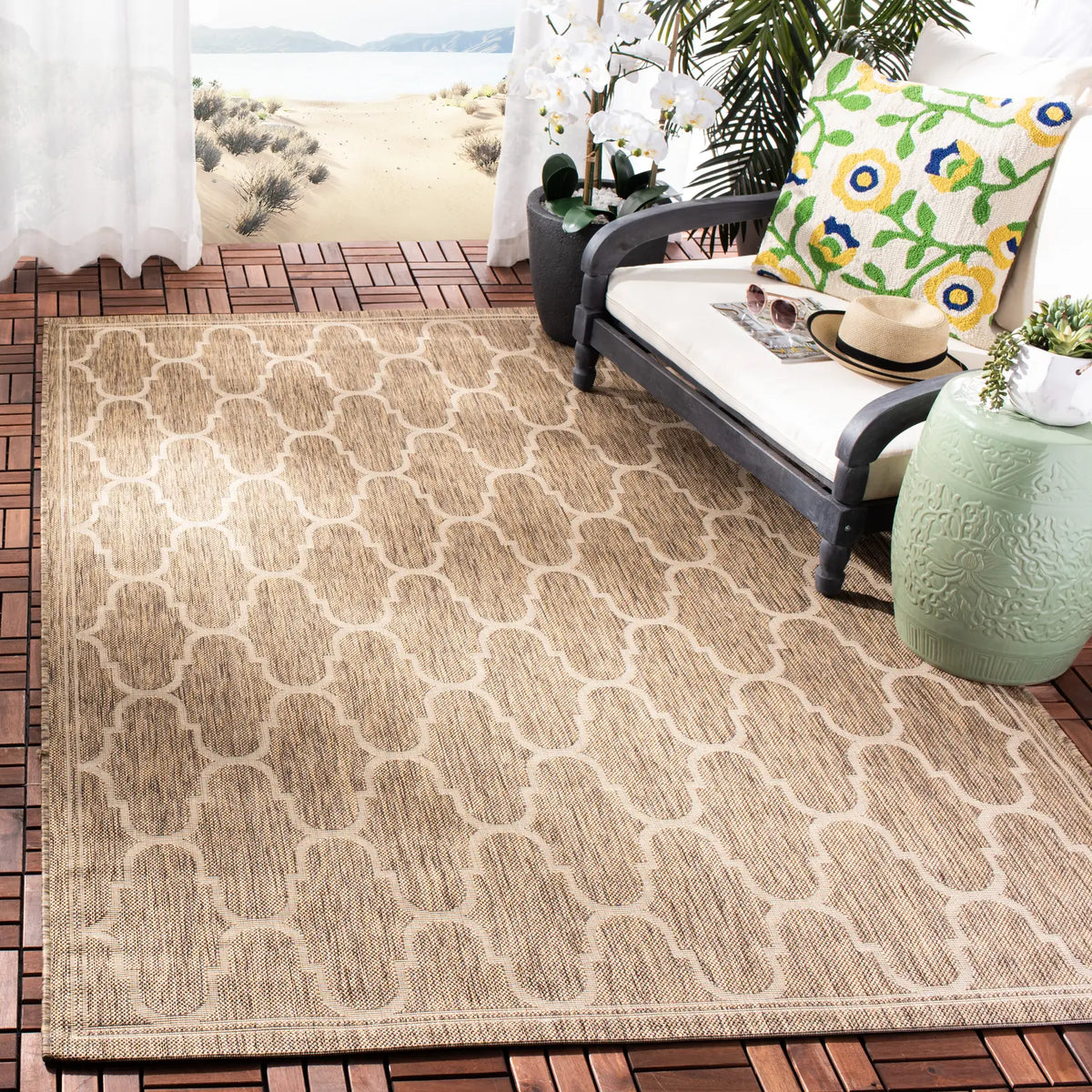 Safavieh Courtyard 4'-0" x 5'-7" Rug in Brown / Beige