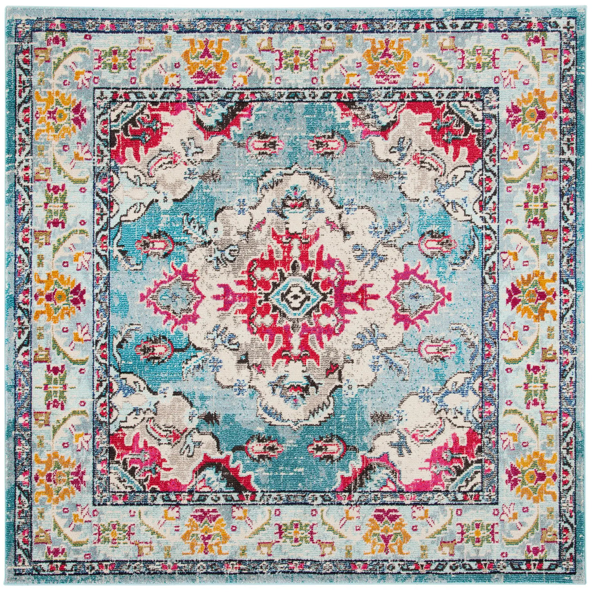 Safavieh Monaco 6'-7" x 6'-7" Rug in Light Blue / Fuchsia